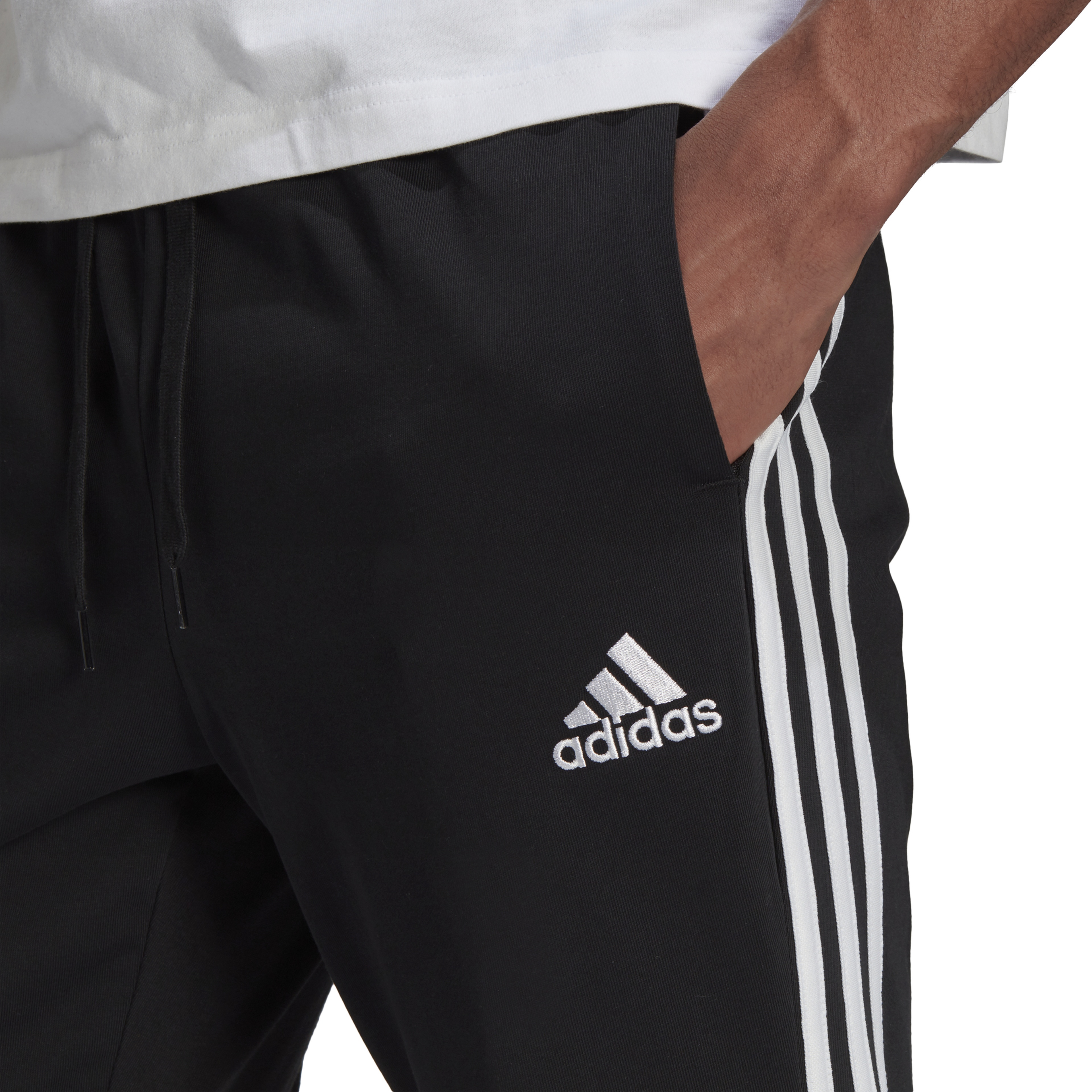 adidas Essentials Single Jersey Tapered Open Hem 3-Stripes Erkek Eşofman Altı