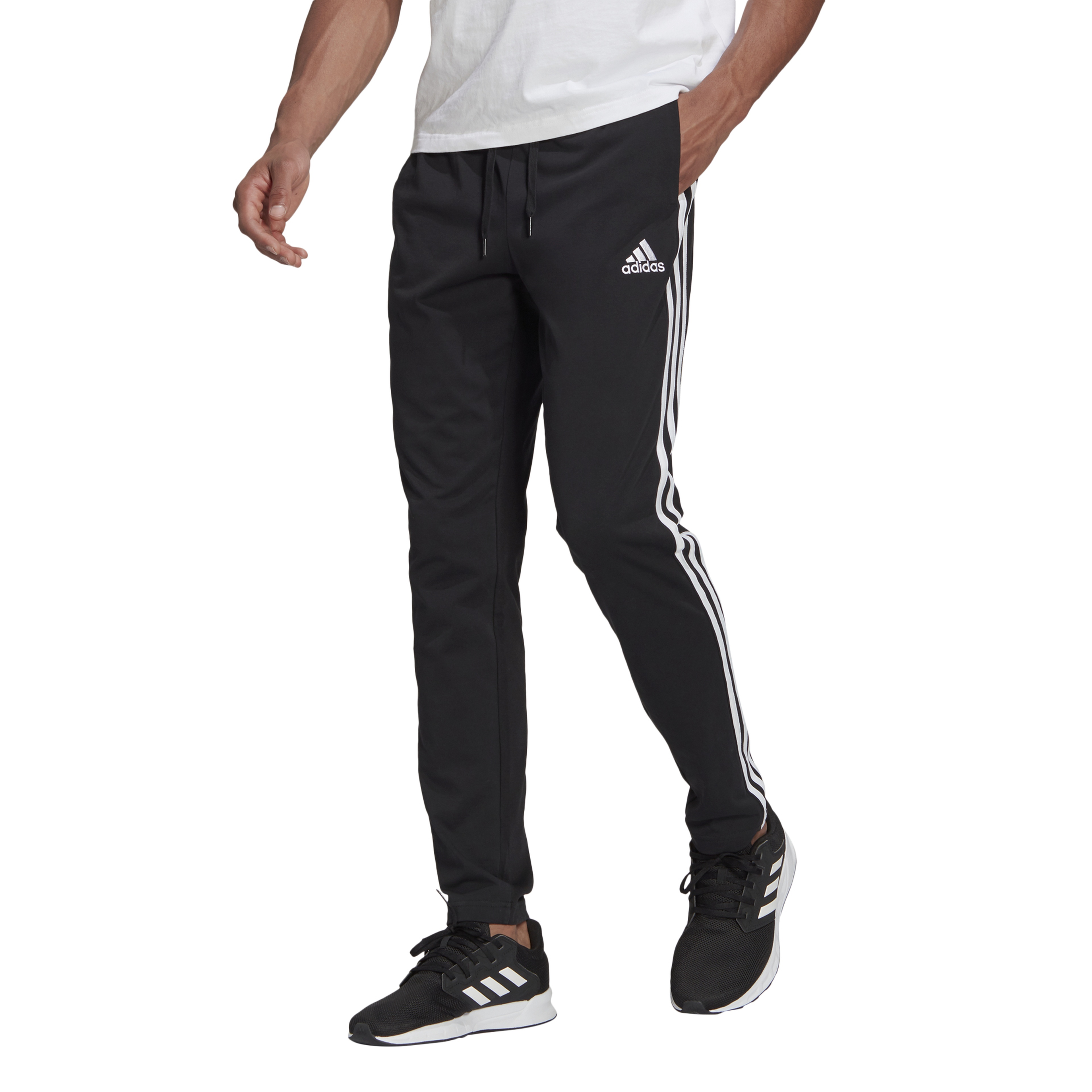 adidas Essentials Single Jersey Tapered Open Hem 3-Stripes Erkek Eşofman Altı