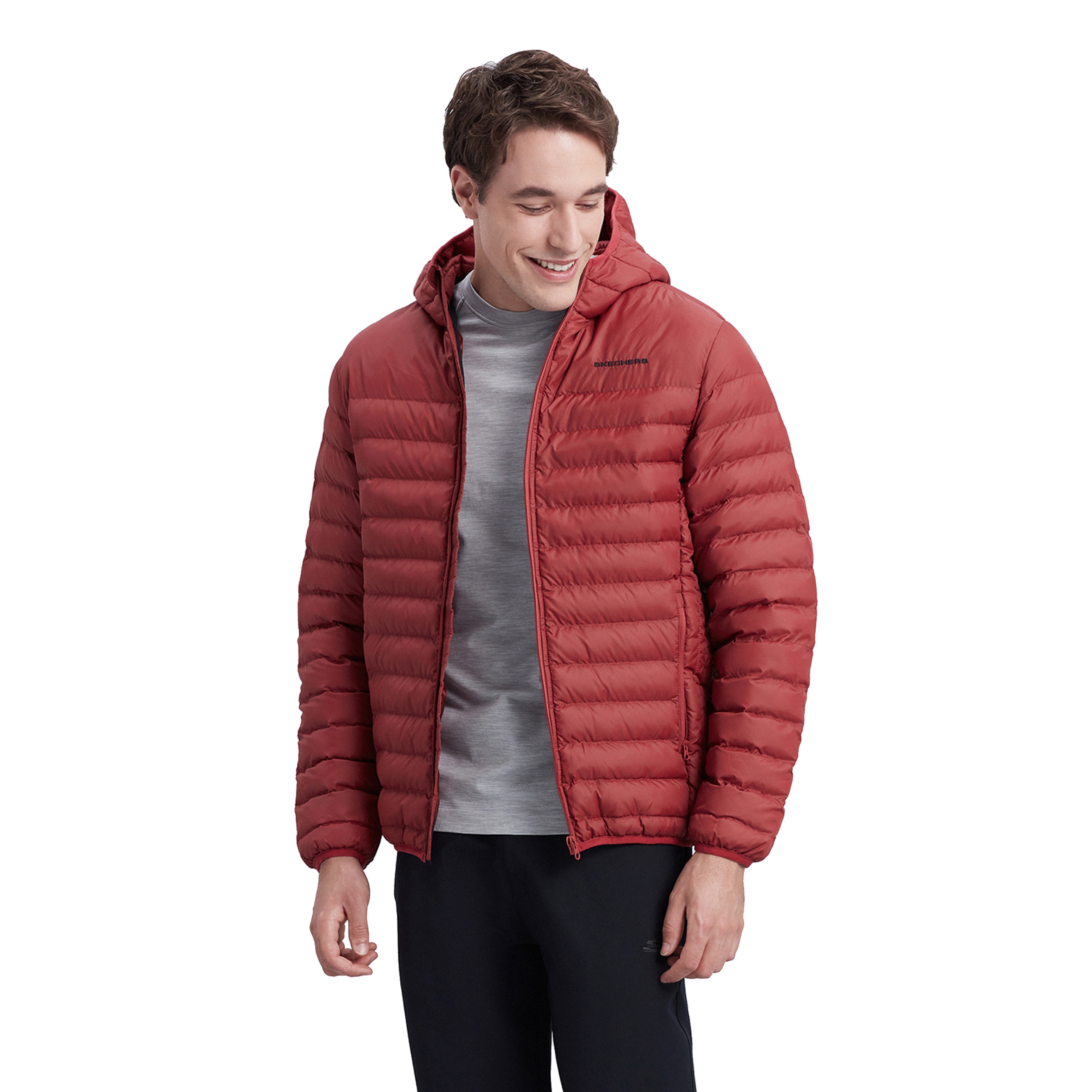 Skechers Essential Padded Lightweight Full-Zip Hoodie Erkek Mont