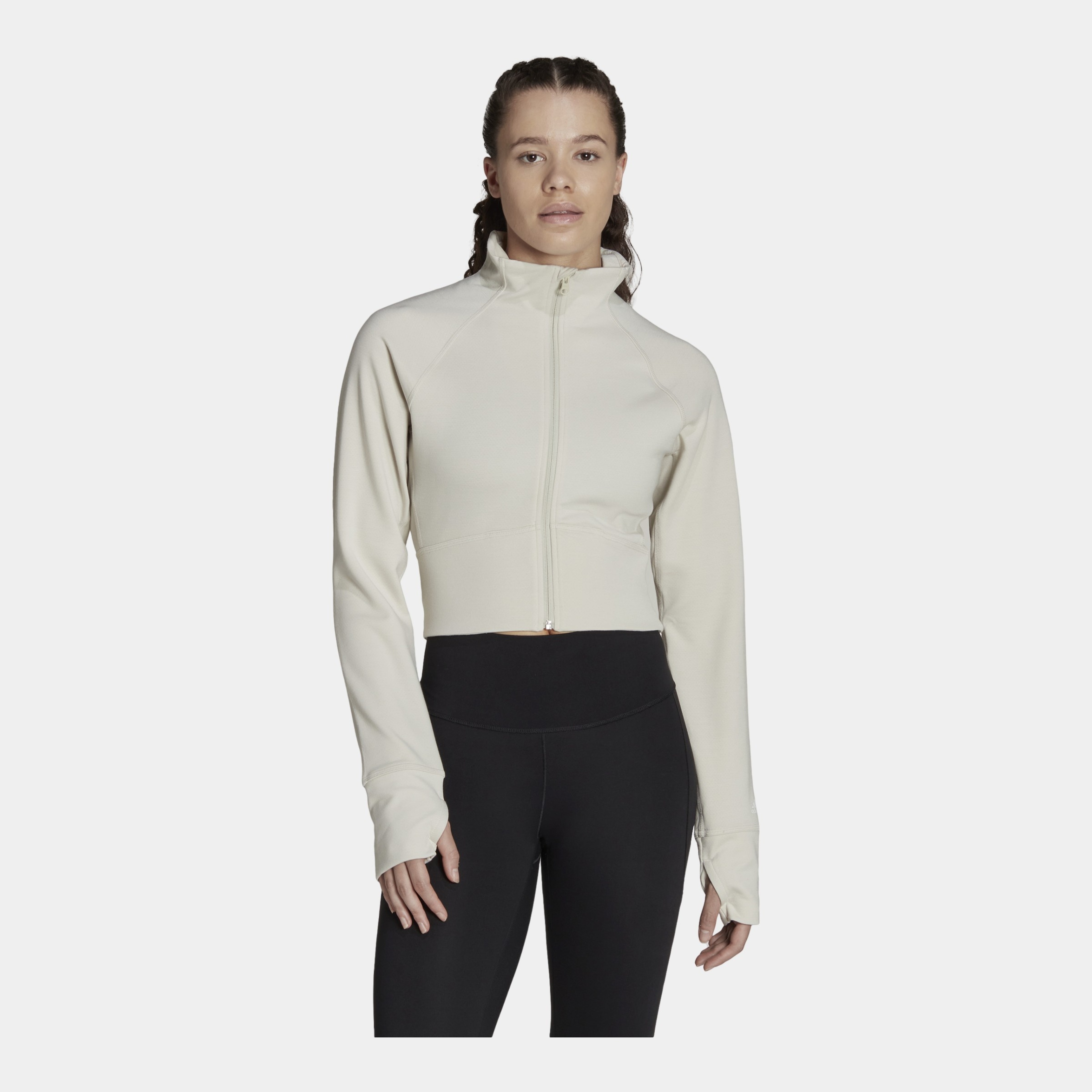 adidas AEROREADY Studio Cropped Gym & Training Full-Zip Kadın Sweatshirt