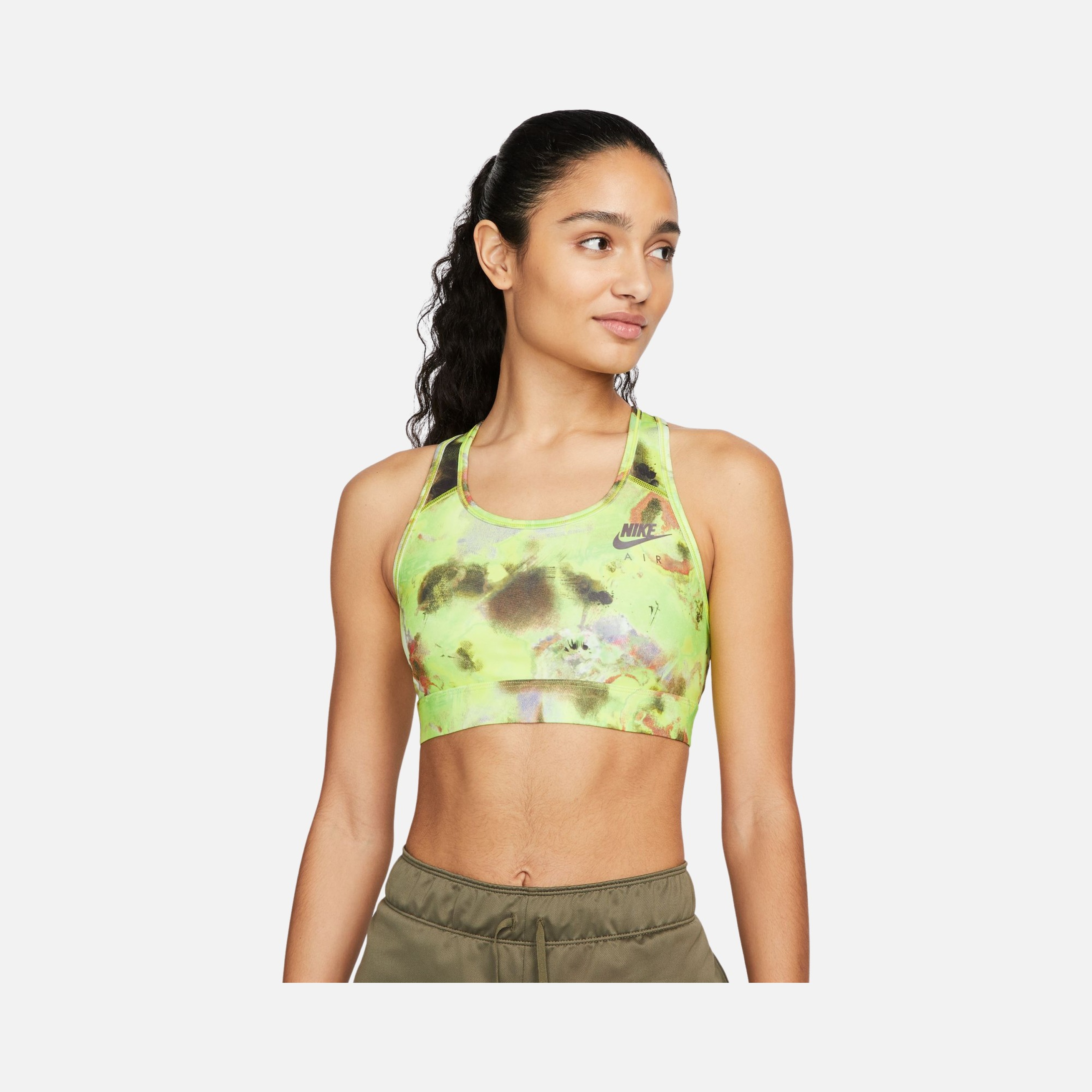 Nike Dri-Fit Air Swoosh Graphic Printed Medium Support Kadın Bra