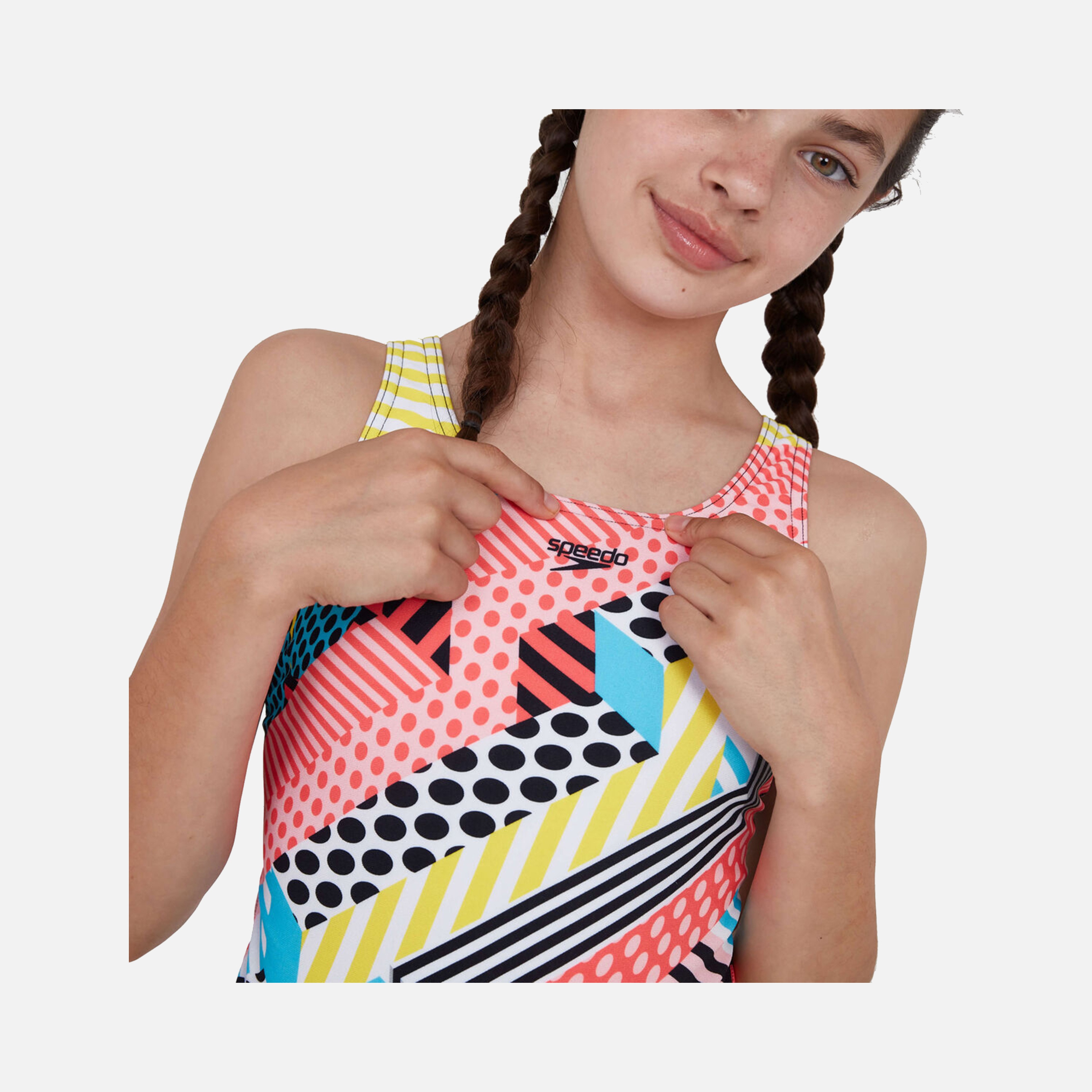 Speedo DazzleSpark Digi Leaderback (Girls') Çocuk Mayo