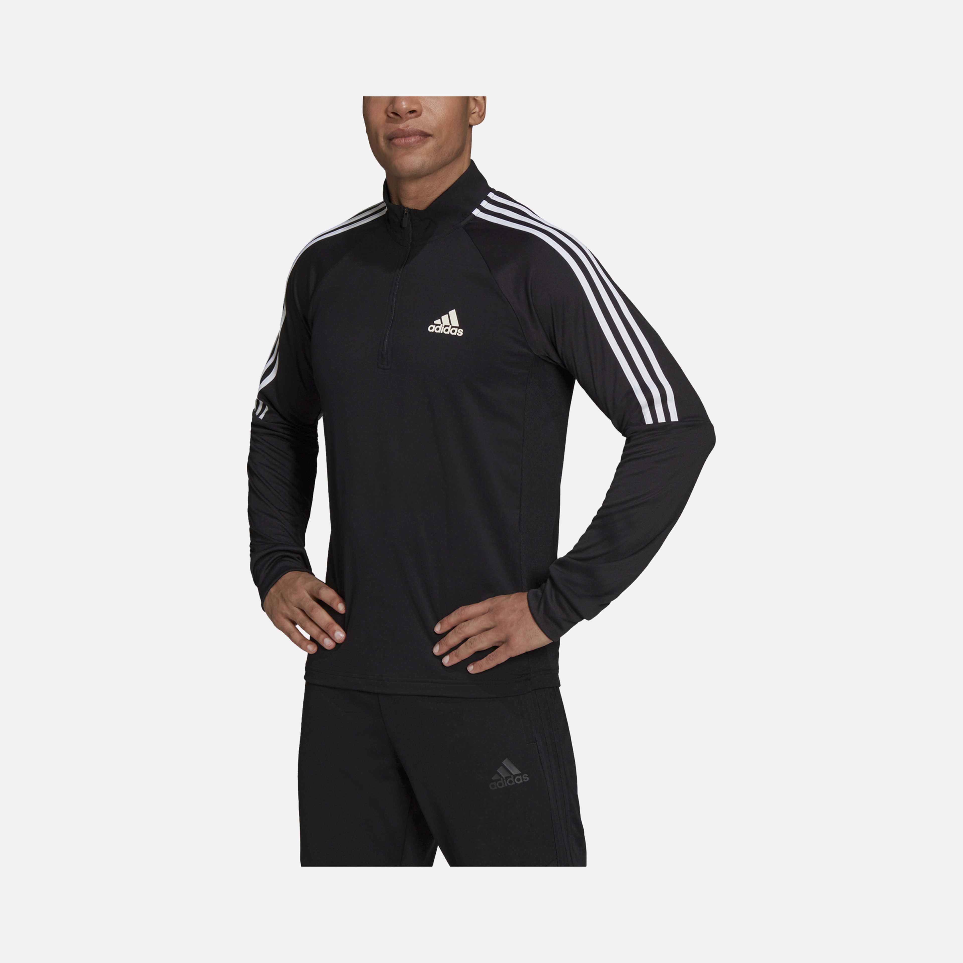 adidas AEROREADY Sereno Cut 3-Stripes Slim 1/4-Zip Training FW21 Long-Sleeve Erkek Tişört