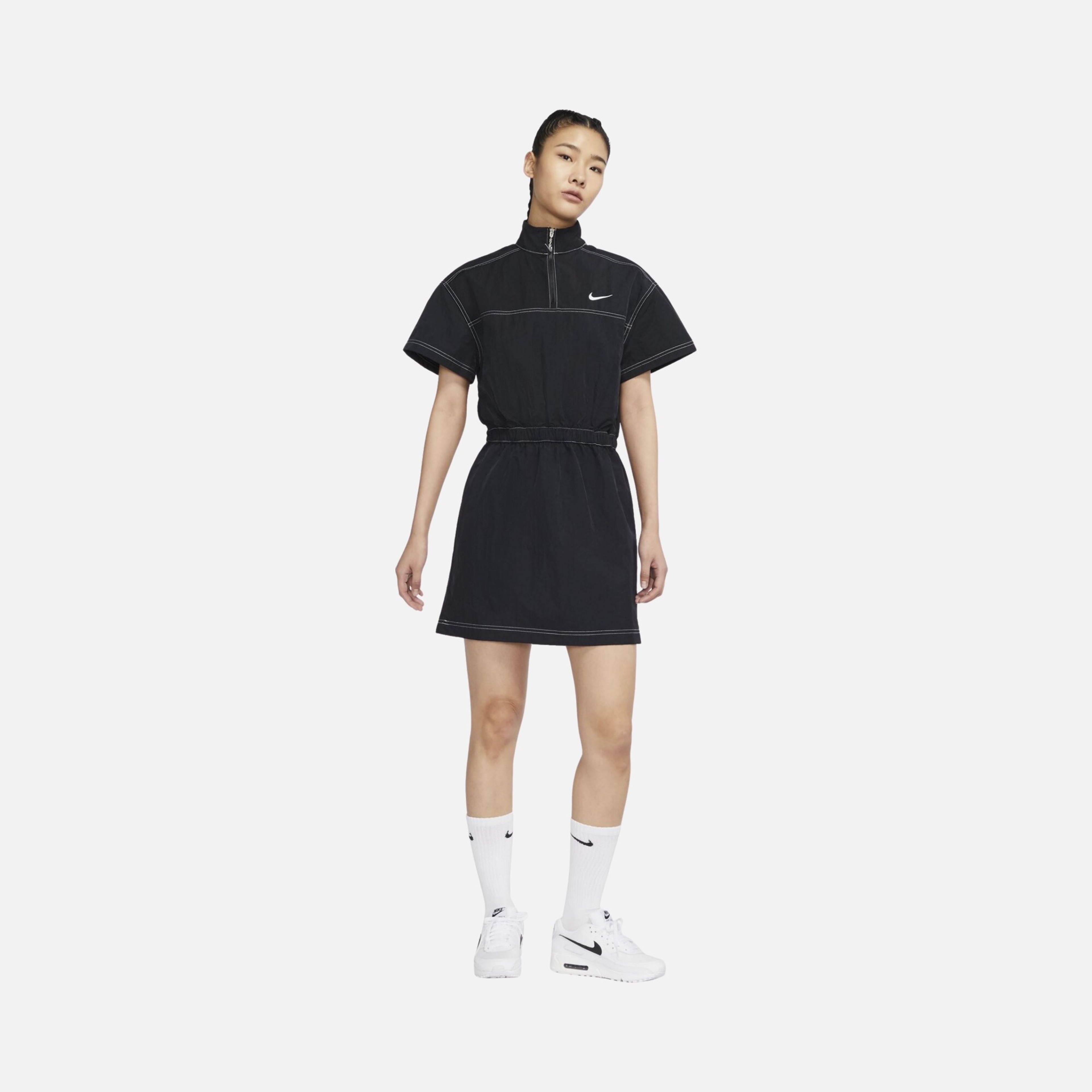 Nike Sportswear Swoosh Woven Half-Zip Short-Sleeve Kadın Elbise