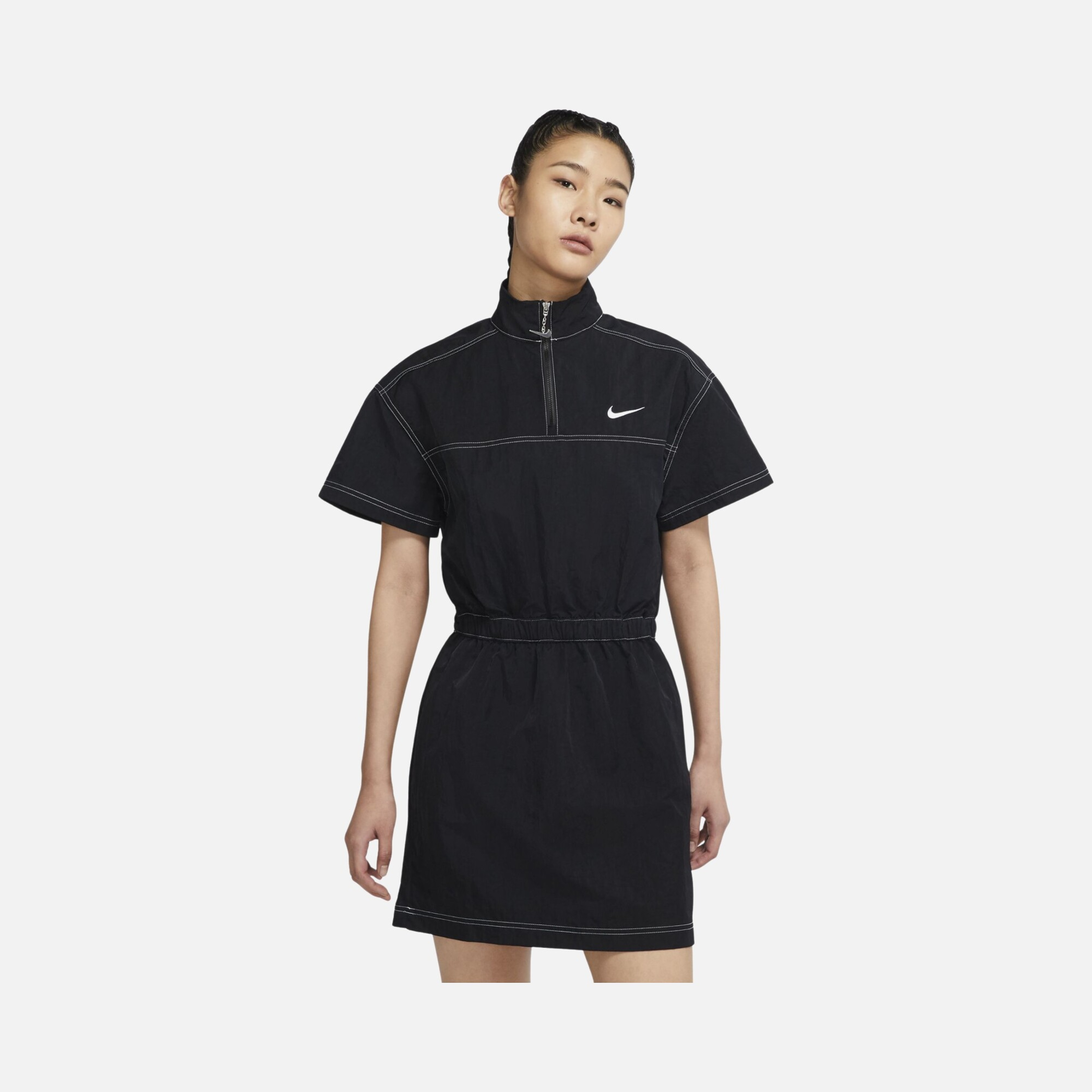 Nike Sportswear Swoosh Woven Half-Zip Short-Sleeve Kadın Elbise