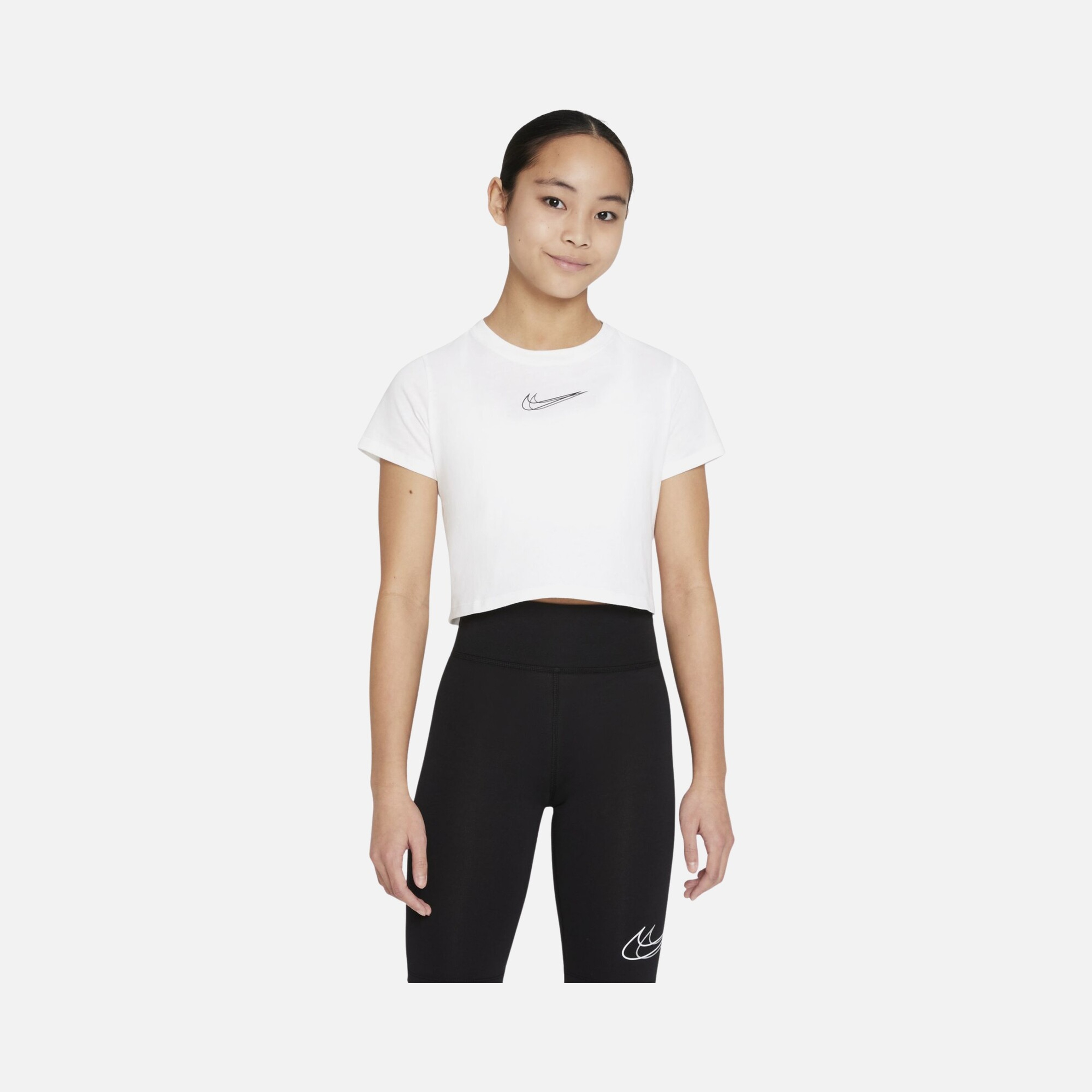Nike Sportswear Dance Printed Swoosh Cropped Short-Sleeve (Girls') Çocuk Tişört