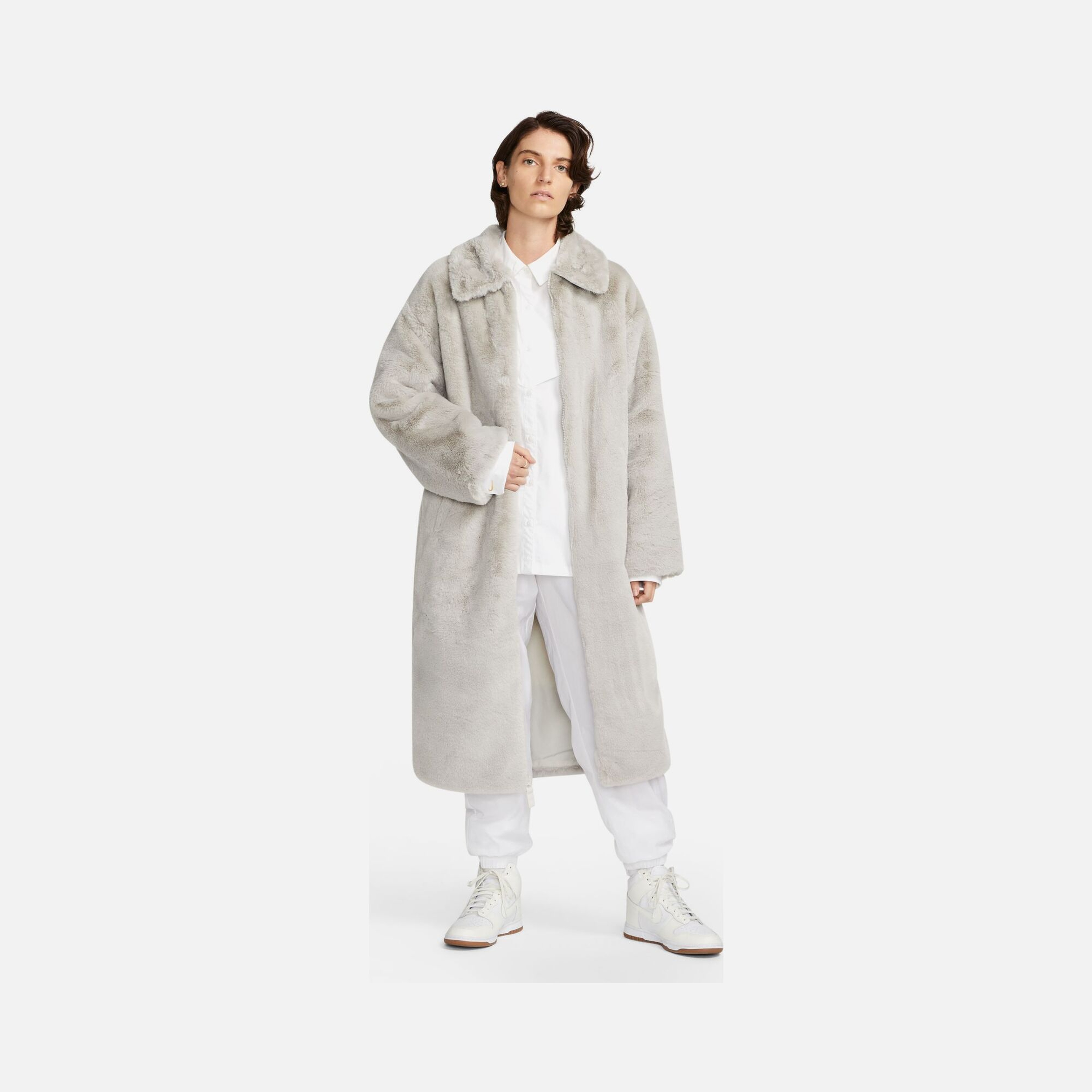 ふく Nike Sportswear Large Swoosh Printed Faux Fur Full-Zip Long Kadın