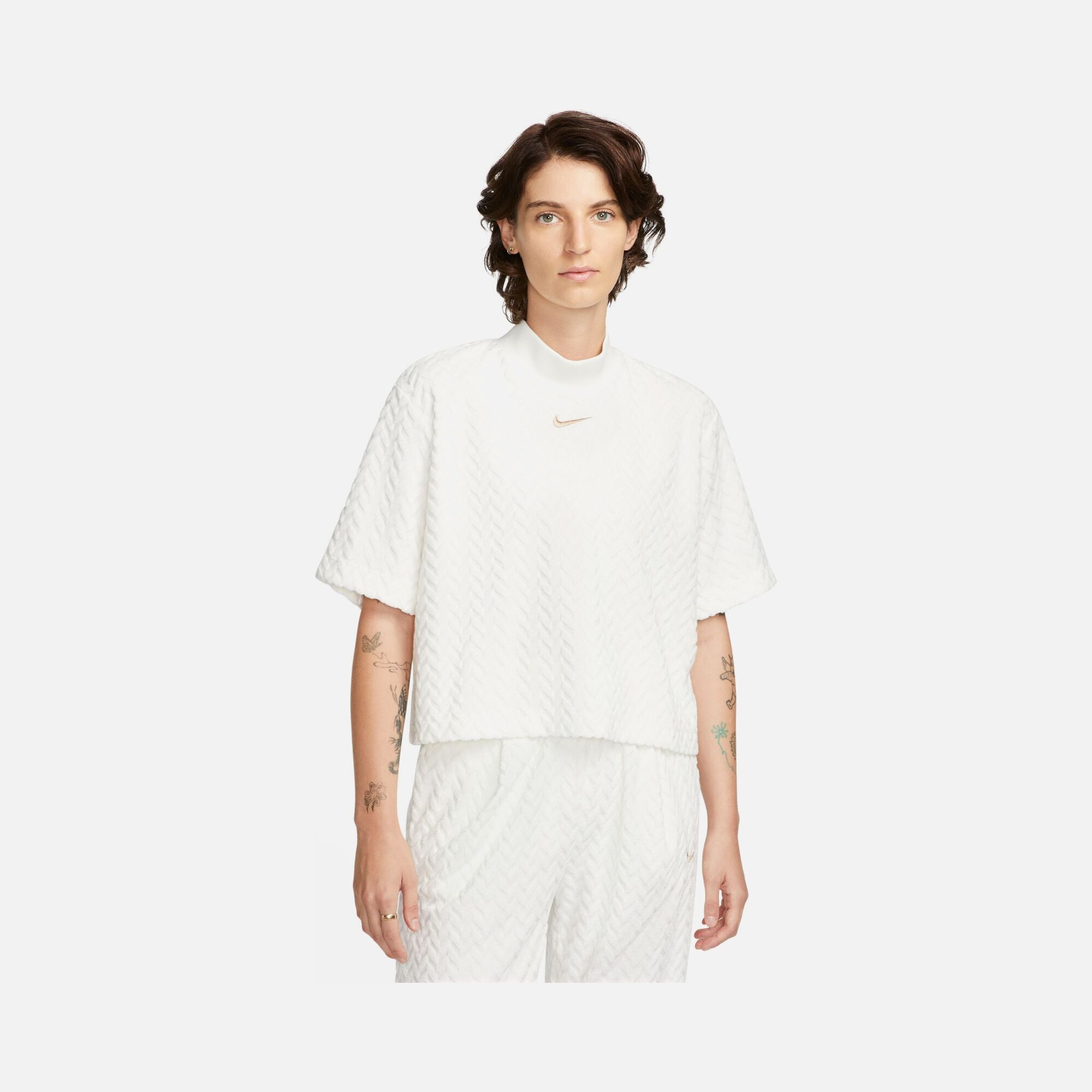Nike Sportswear Everyday Mod Boxy Cropped Turtleneck Short-Sleeve Kadın Tişört