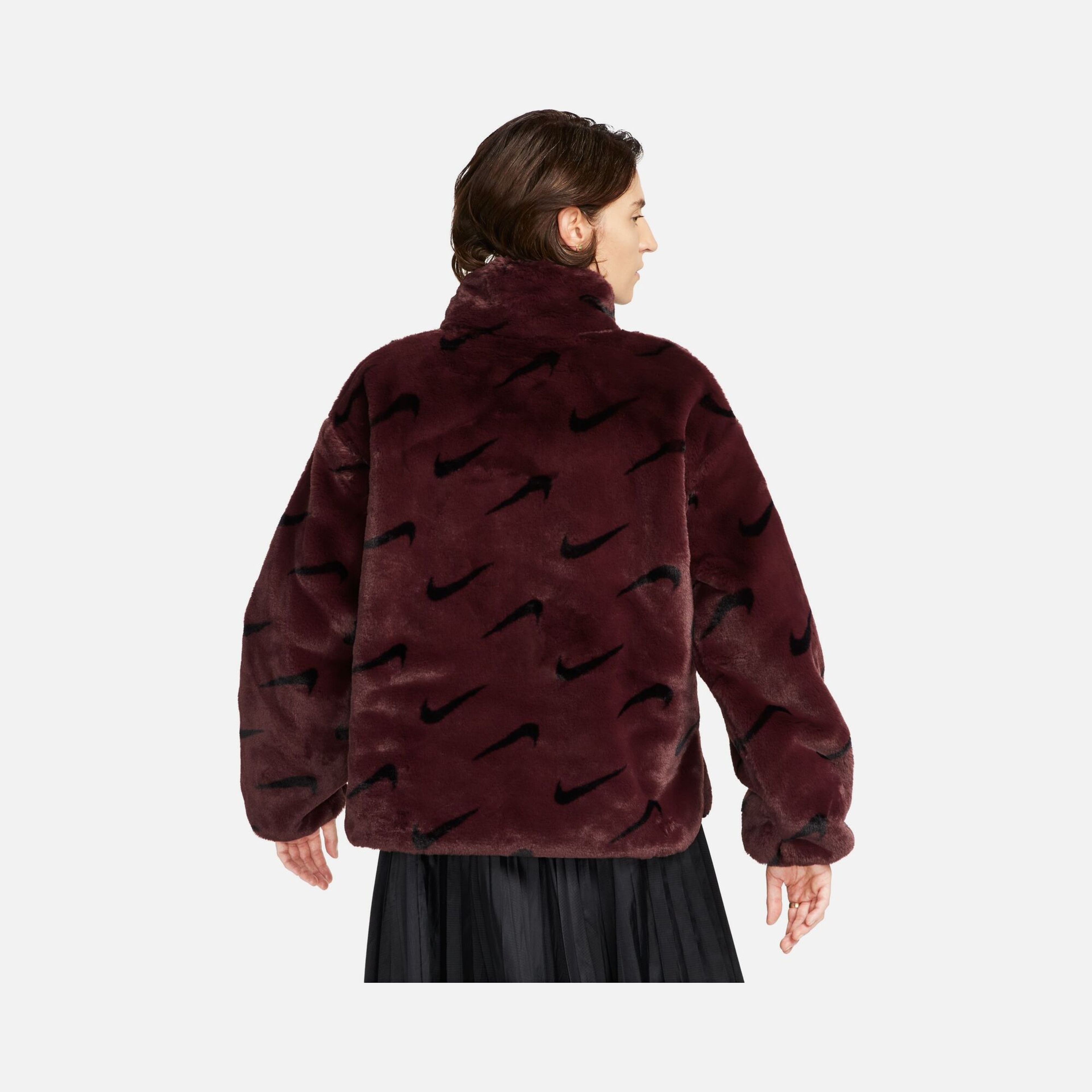 Nike Sportswear Plush Swoosh Printed Faux Fur Full-Zip Kadın Ceket