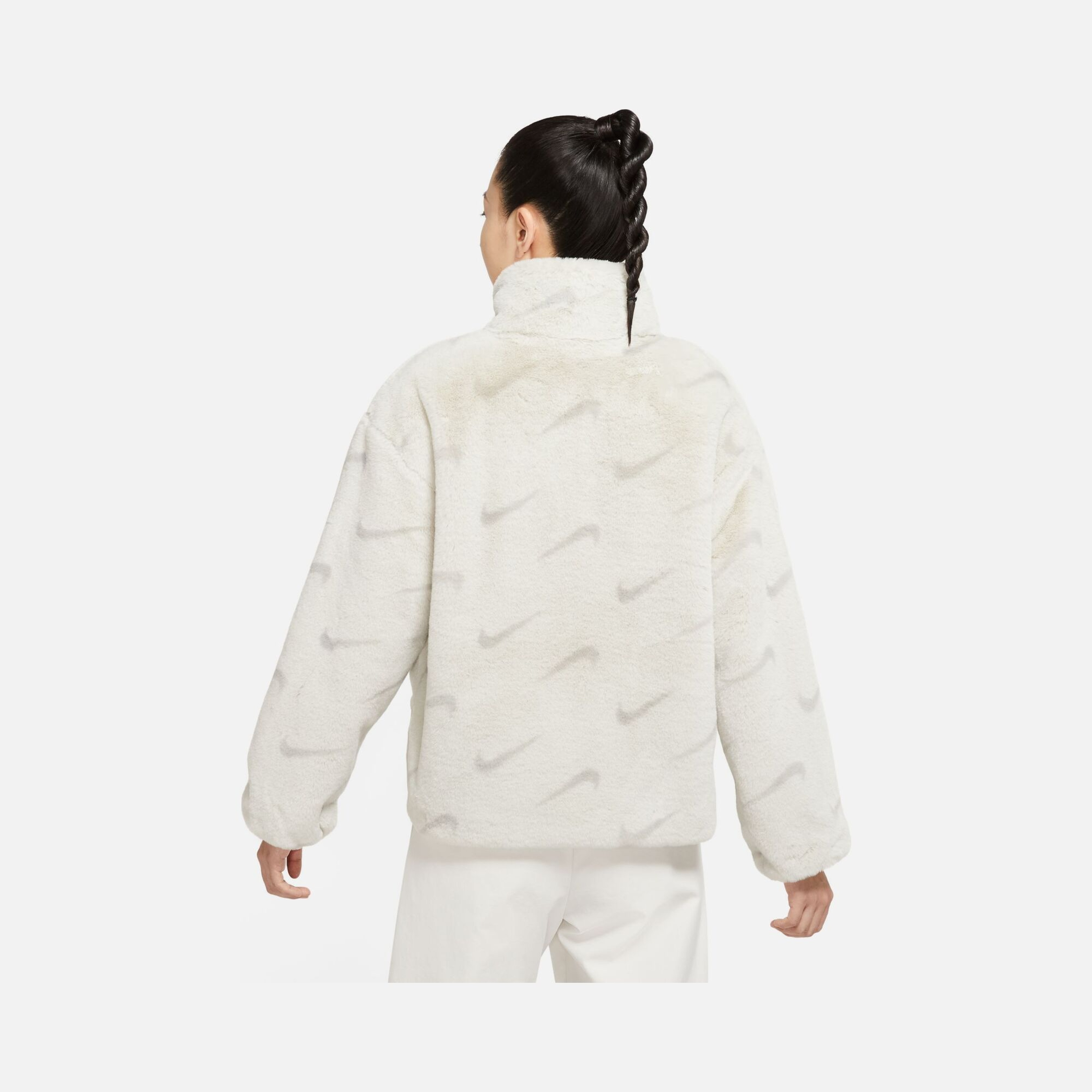 Nike Sportswear Plush Swoosh Printed Faux Fur Full-Zip Kadın Ceket