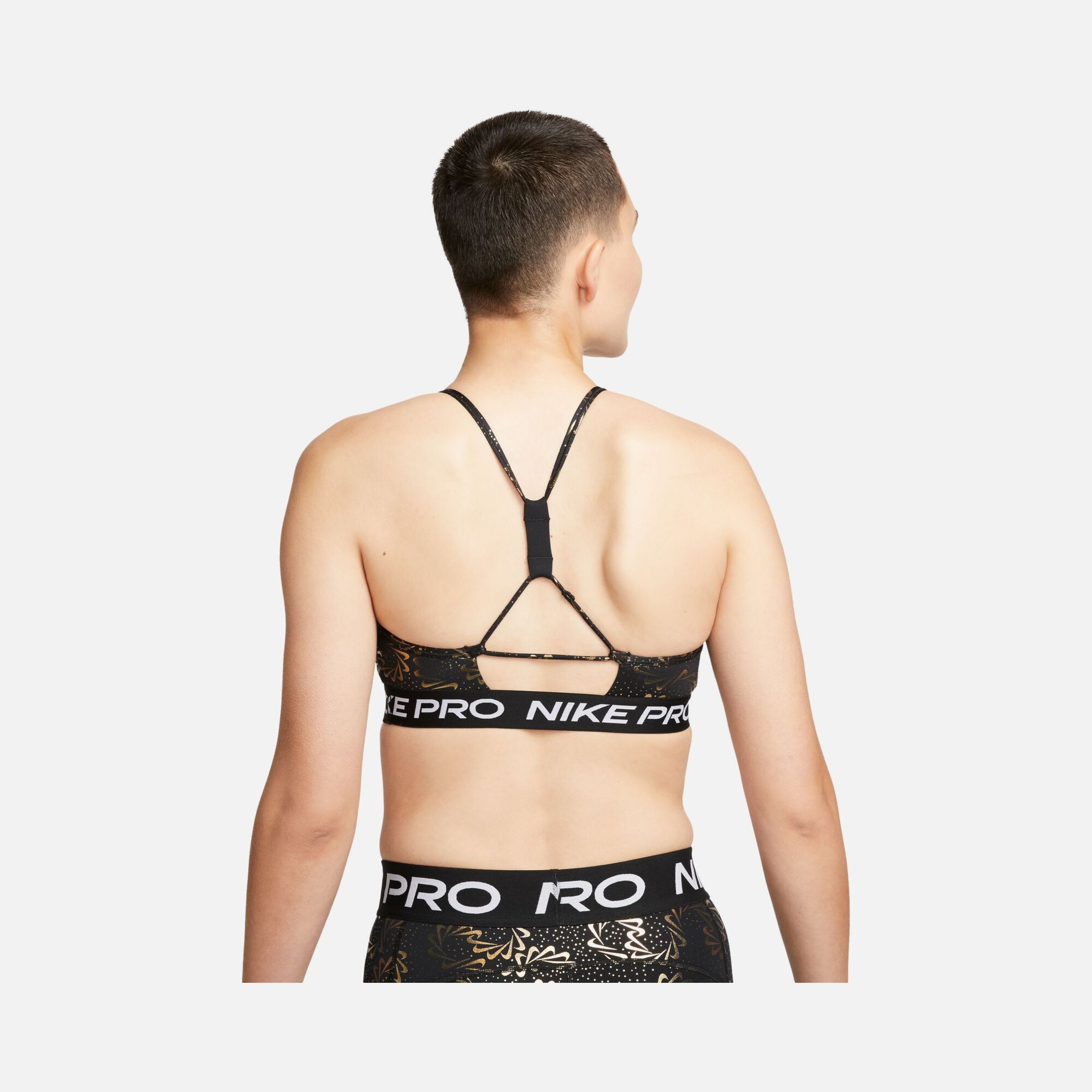 Nike Pro Indy Light-Support Padded Strappy Sparkle Sports Training Kadın Bra