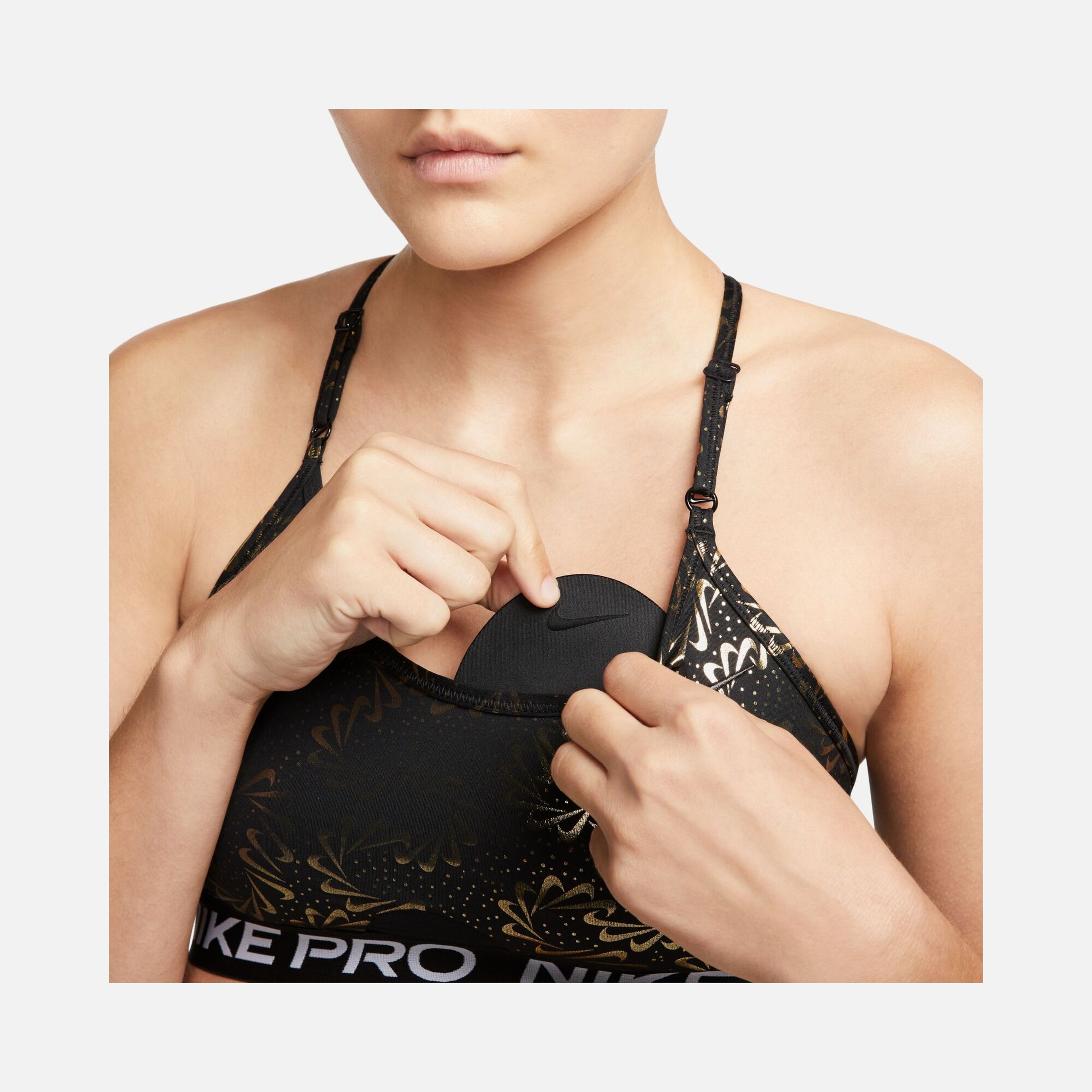 Nike Pro Indy Light-Support Padded Strappy Sparkle Sports Training Kadın Bra