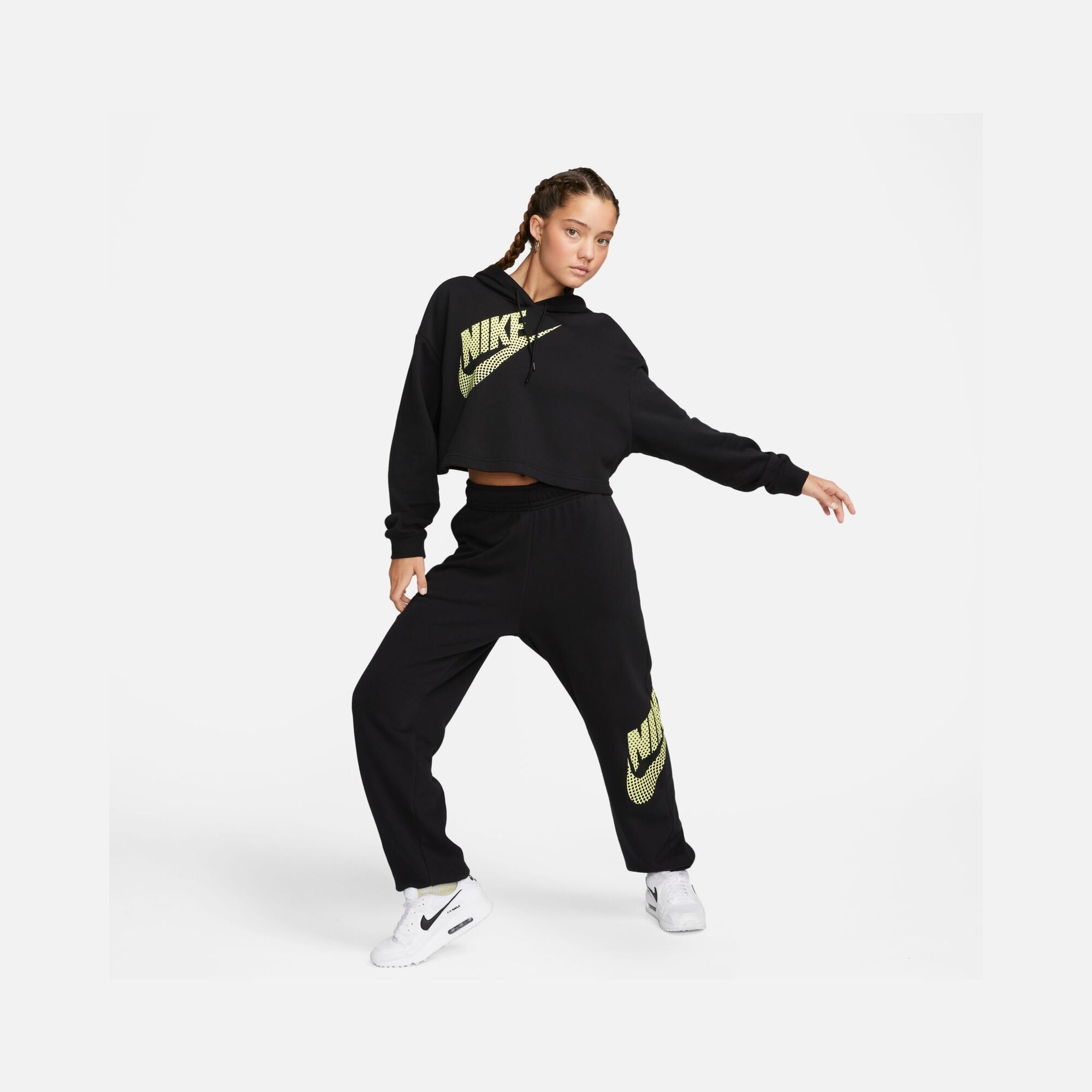 Nike Sportswear Graphic Cropped Fleece Dance Hoodie Kadın Sweatshirt