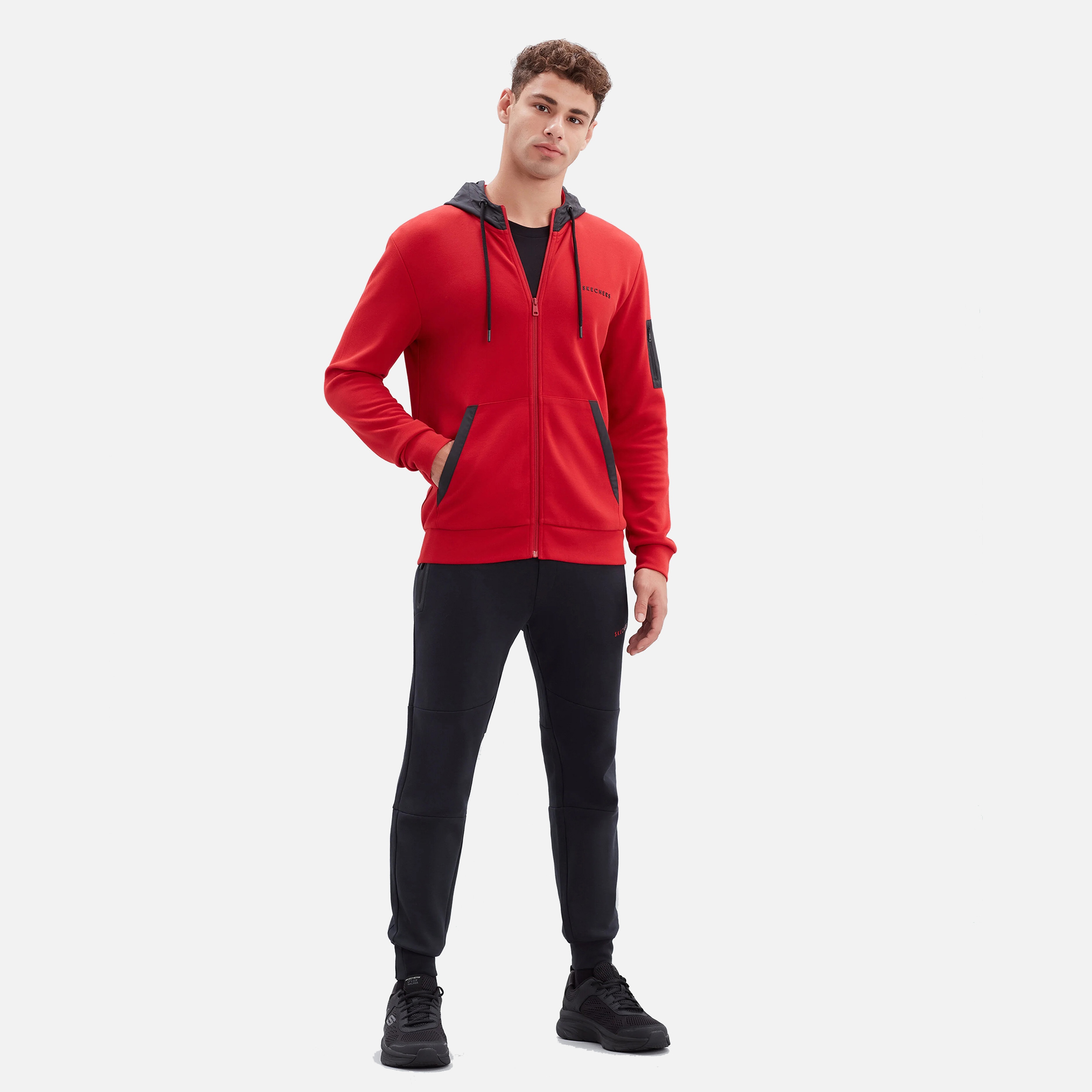 Skechers 2 XI Lock Woven Detailed Full-Zip Hoodie Sweatshirt