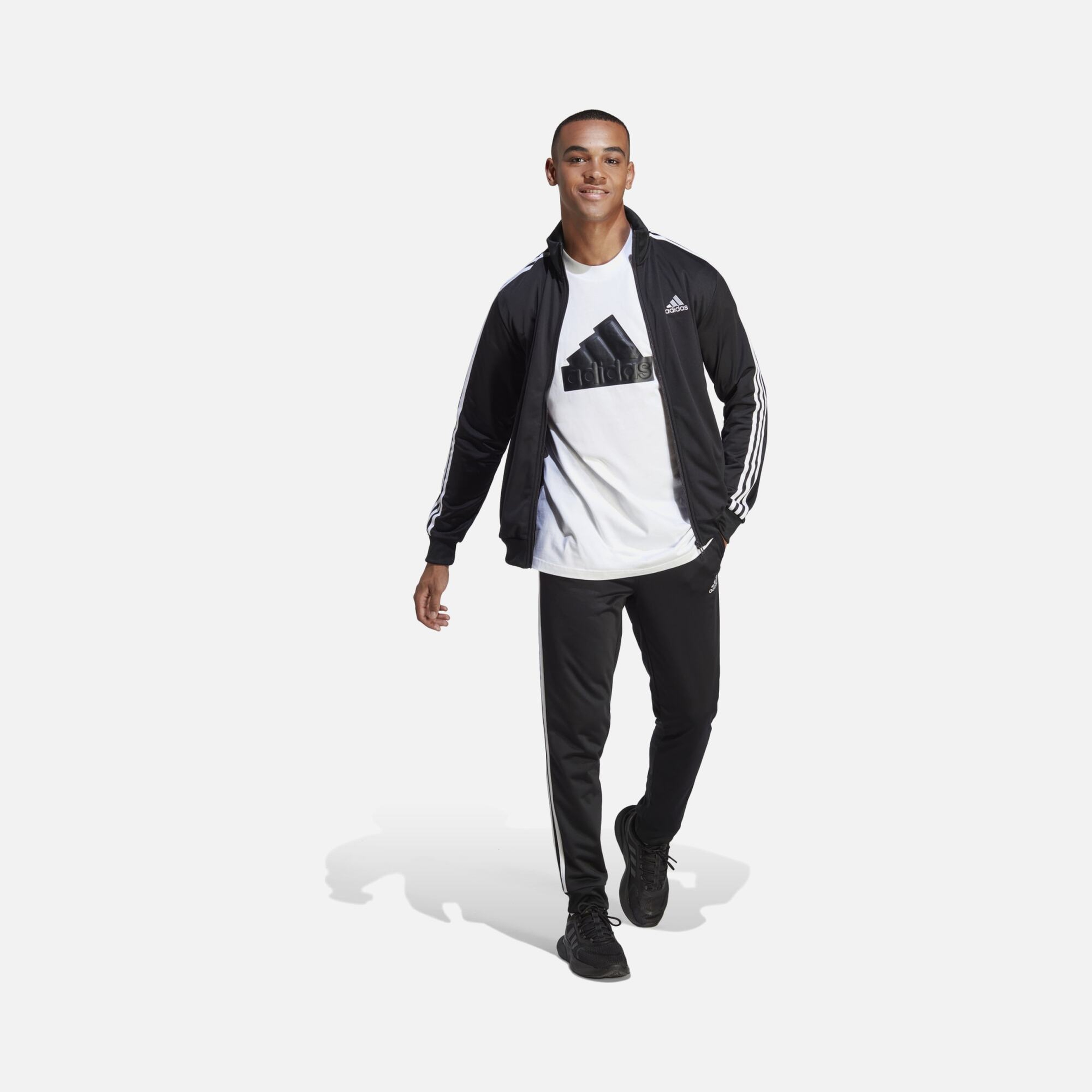 adidas Sportswear Basic 3-Stripes Tricot Full-Zip Erkek Eşofman Takımı
