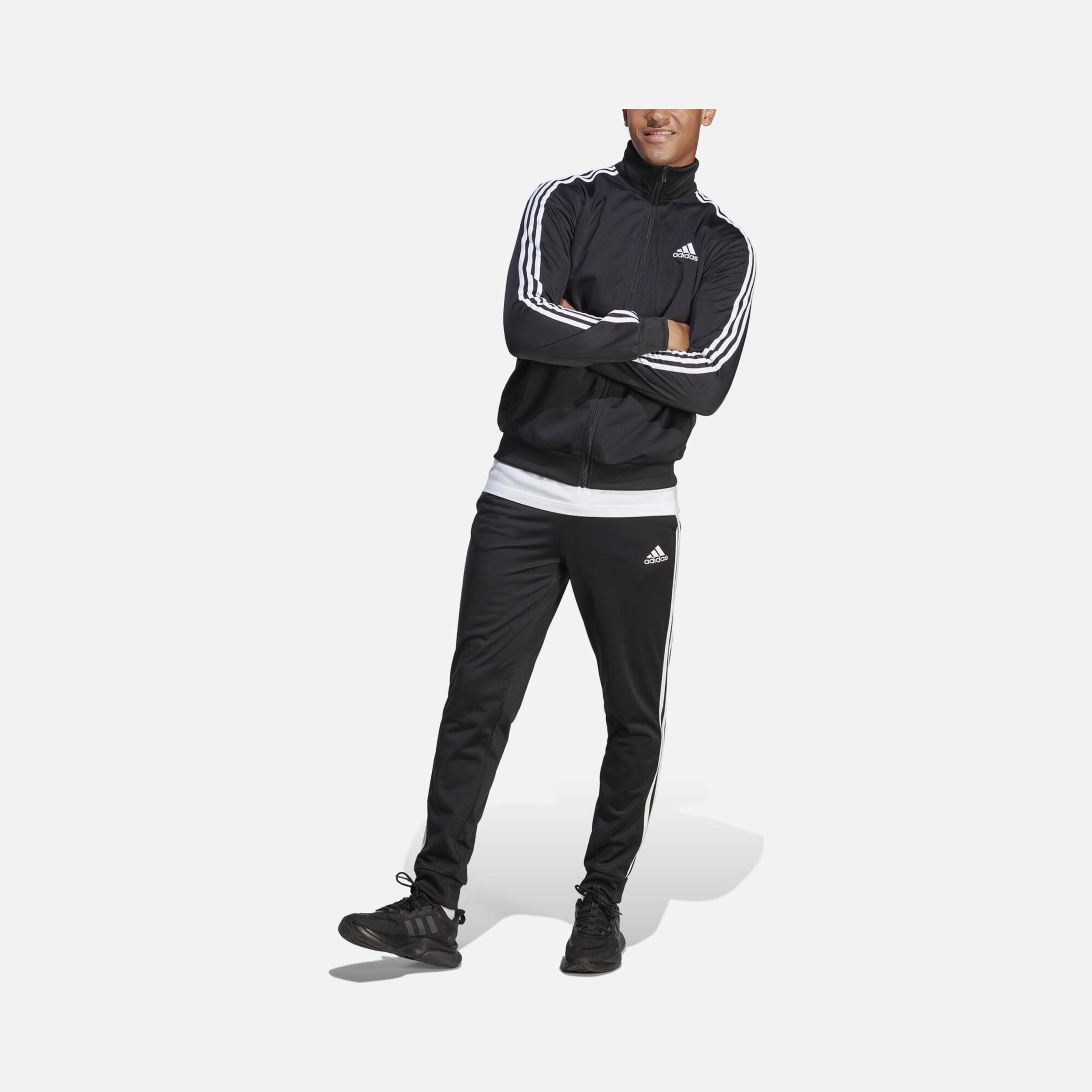 adidas Sportswear Basic 3-Stripes Tricot Full-Zip Erkek Eşofman Takımı