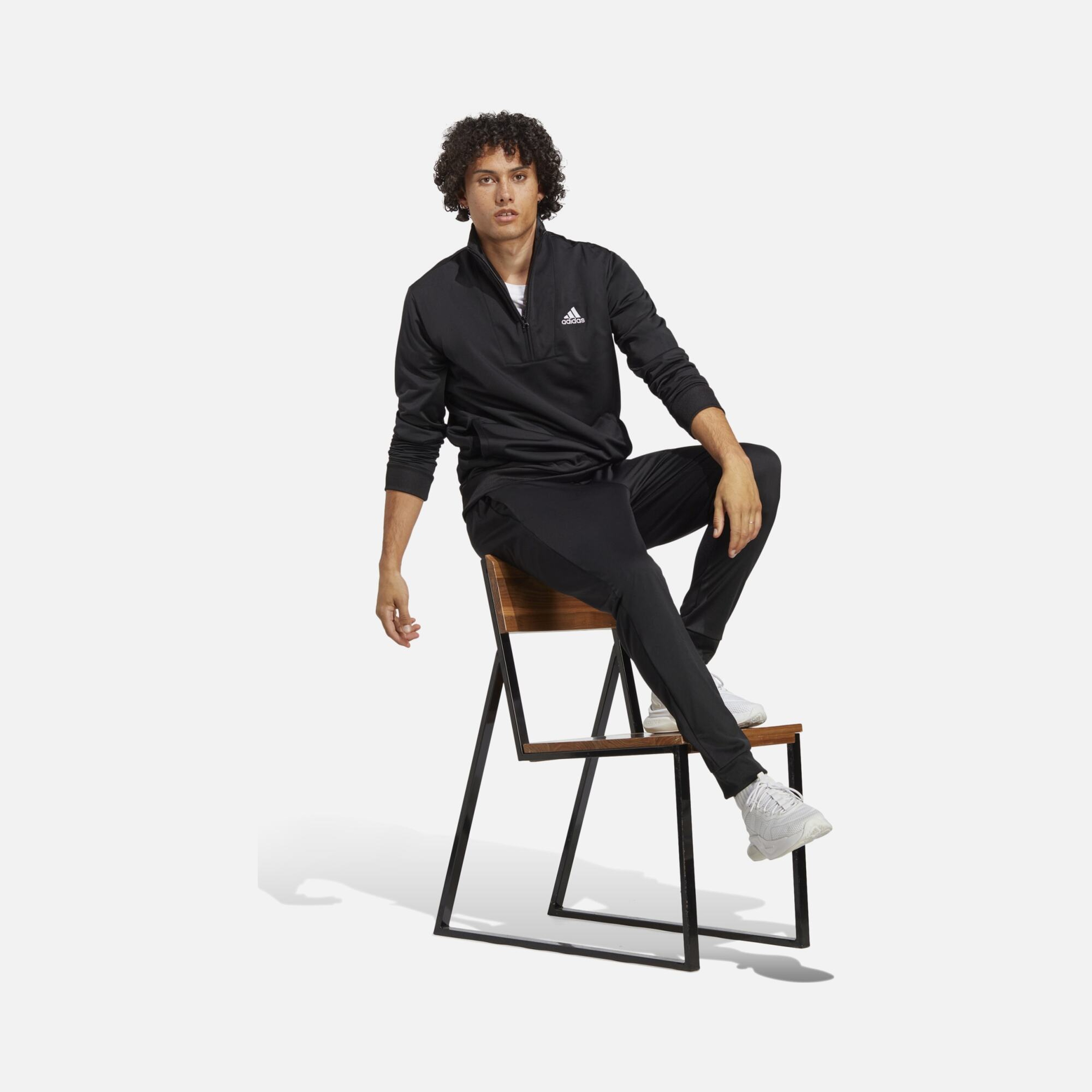 adidas Sportswear Small Logo Tricot 3-Stripes Half-Zip Hoodie Erkek Eşofman Takımı