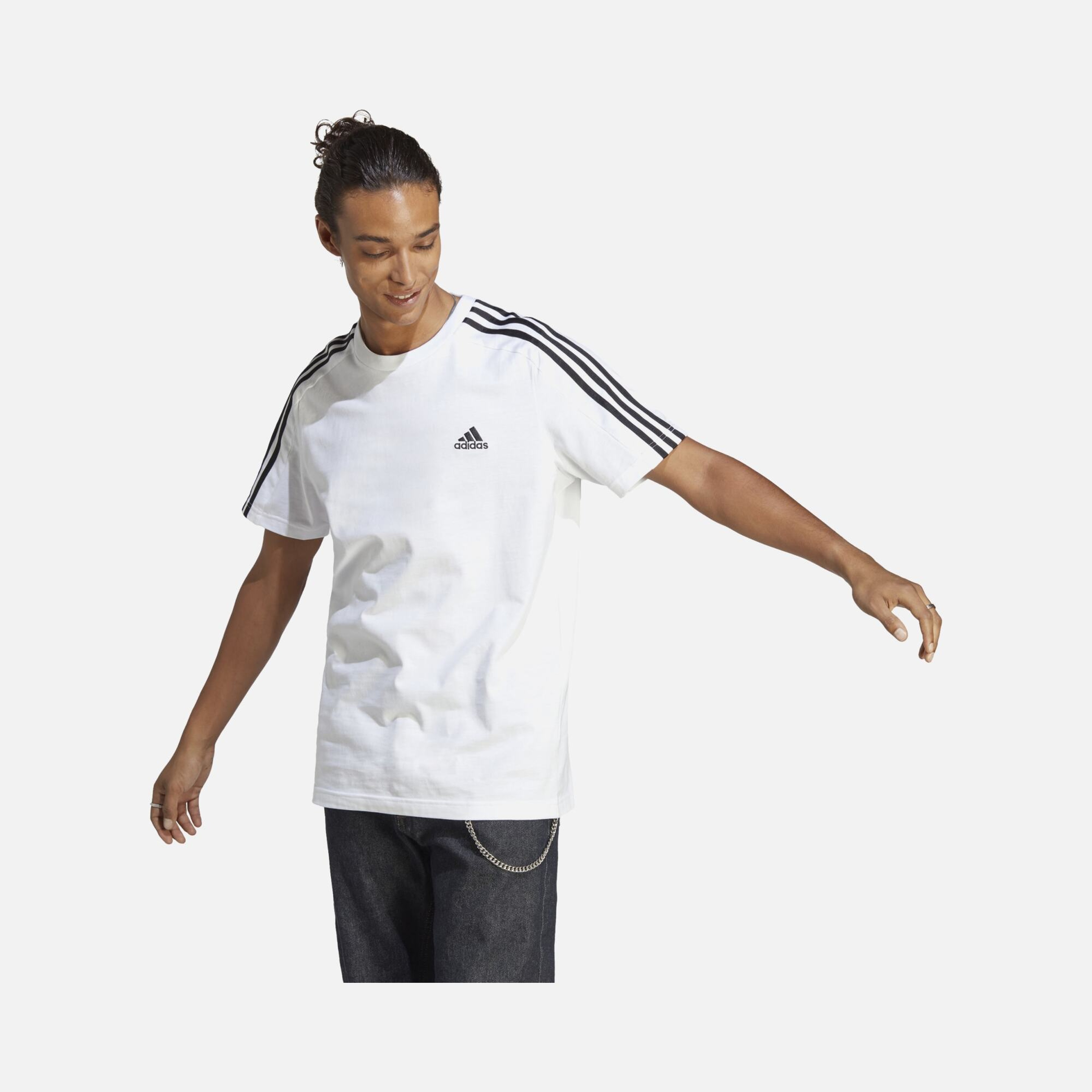 adidas Essentials Single Jersey 3-Stripes Short-Sleeve Erkek Tişört