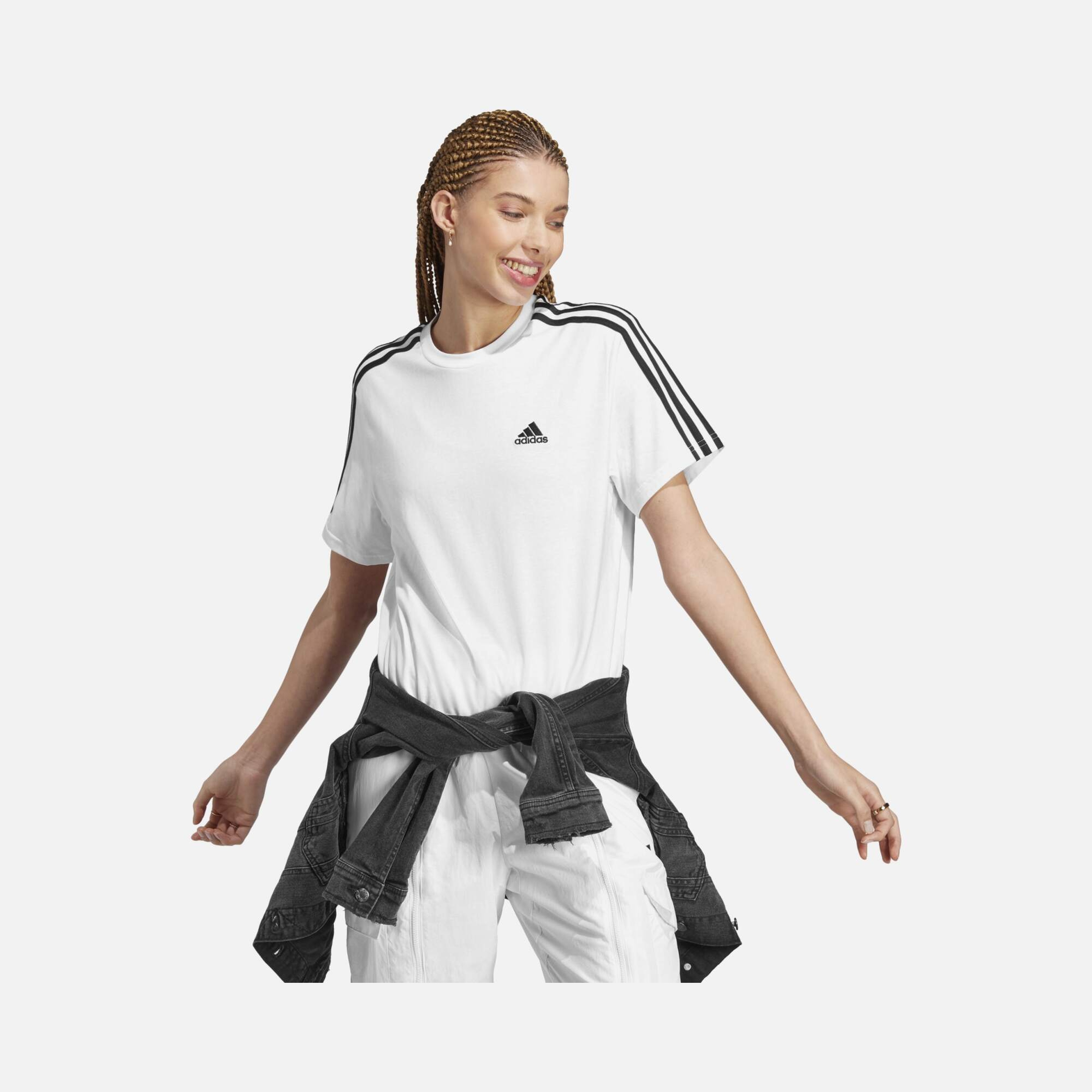 adidas Essentials 3-Stripes Single Jersey Crop Kadın Tişört