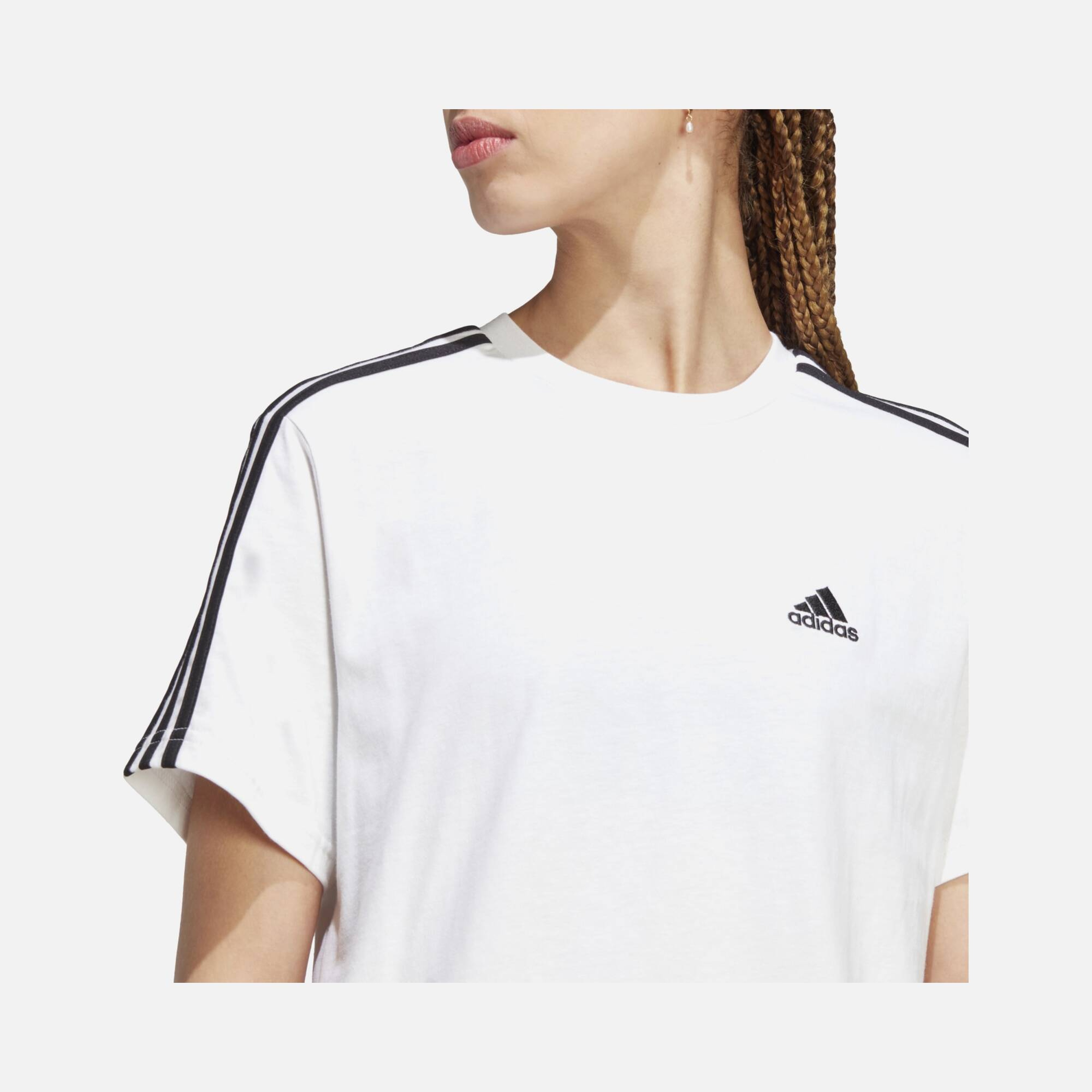 adidas Essentials 3-Stripes Single Jersey Crop Kadın Tişört