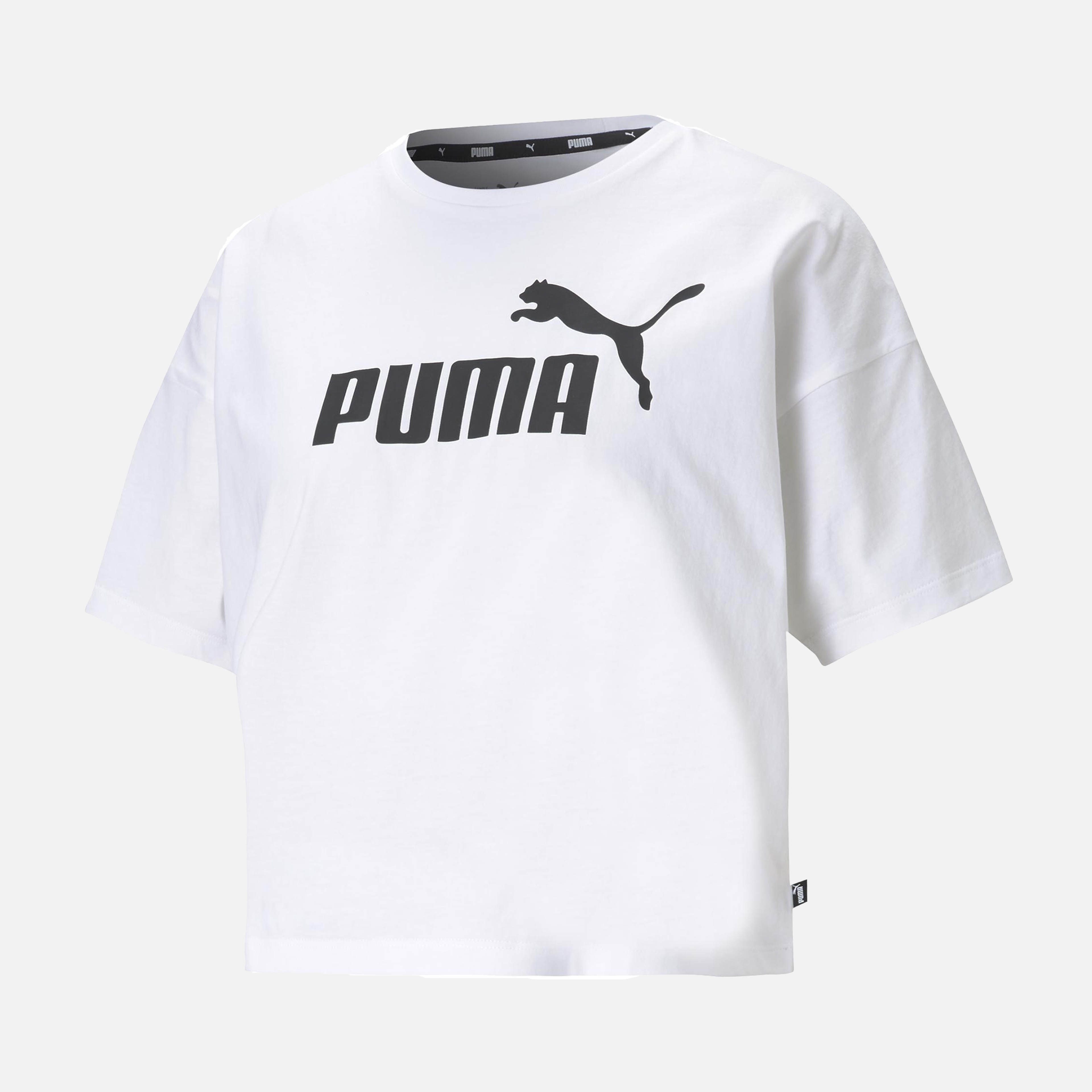 Puma Sportswear Essentials Logo Cropped Short-Sleeve Kadın Tişört