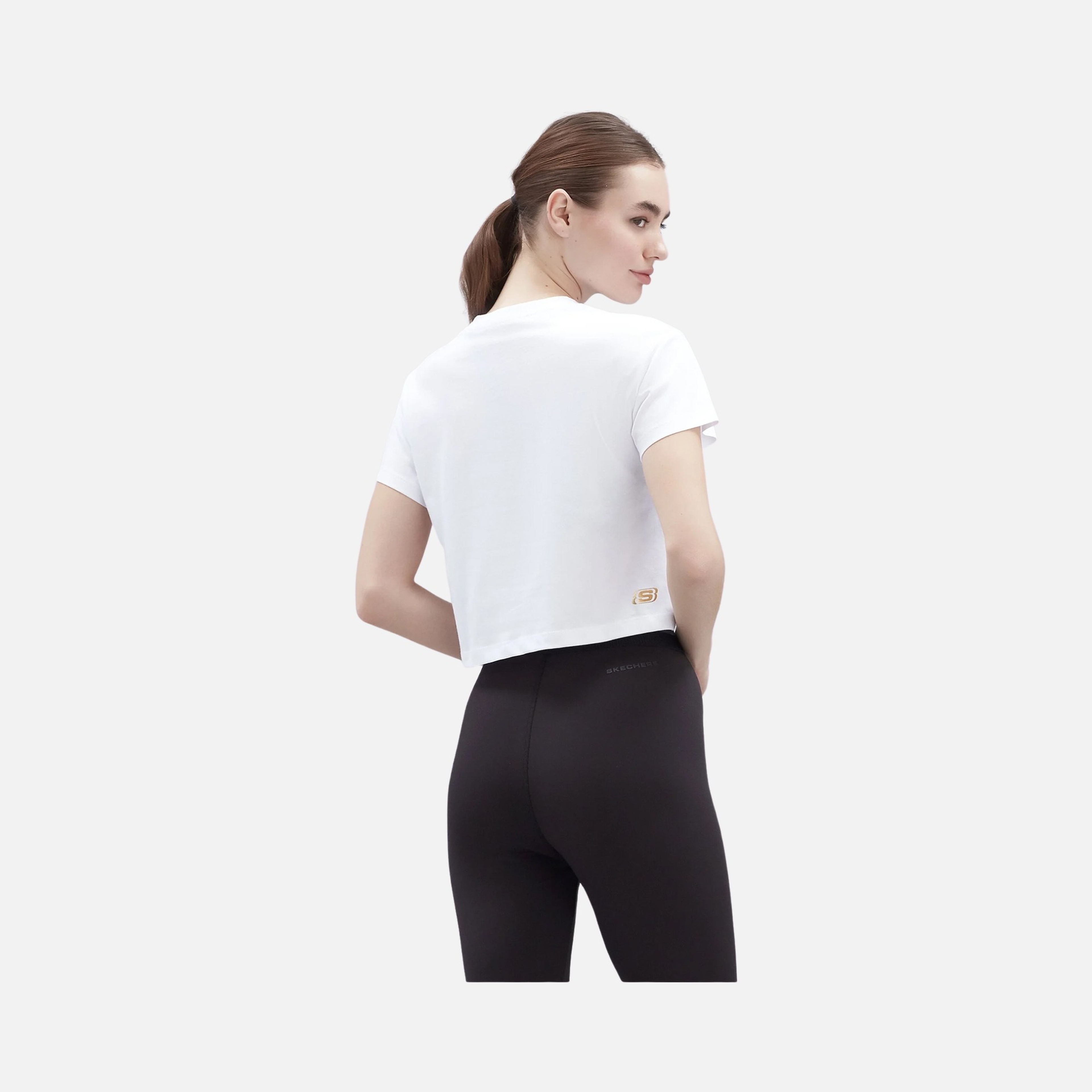 Skechers Graphic Shiny Logo Cropped Training Short-Sleeve Kadın Tişört