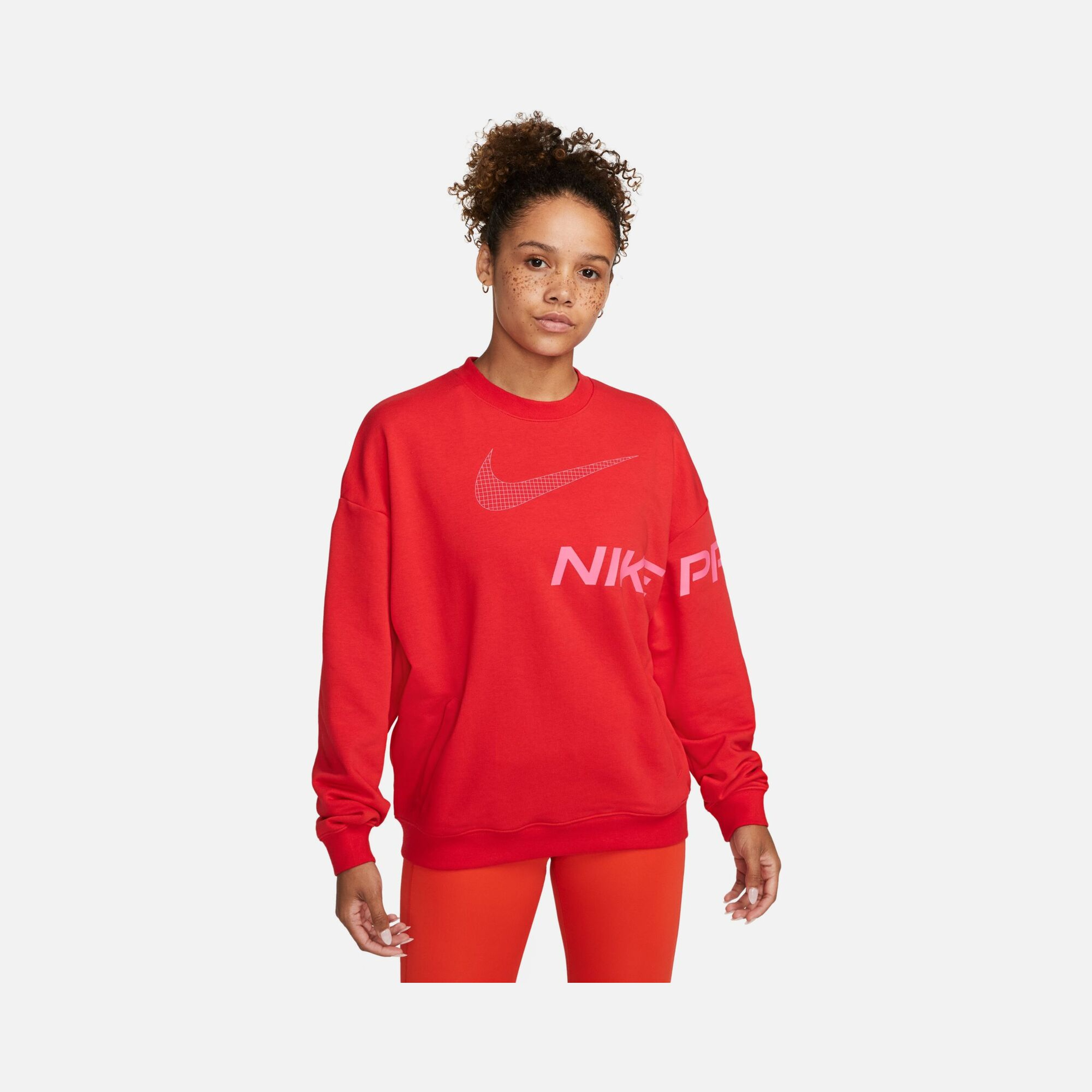 Nike Pro Dri-Fit Get Fit French Terry Graphic Crew-Neck Training Kadın Sweatshirt