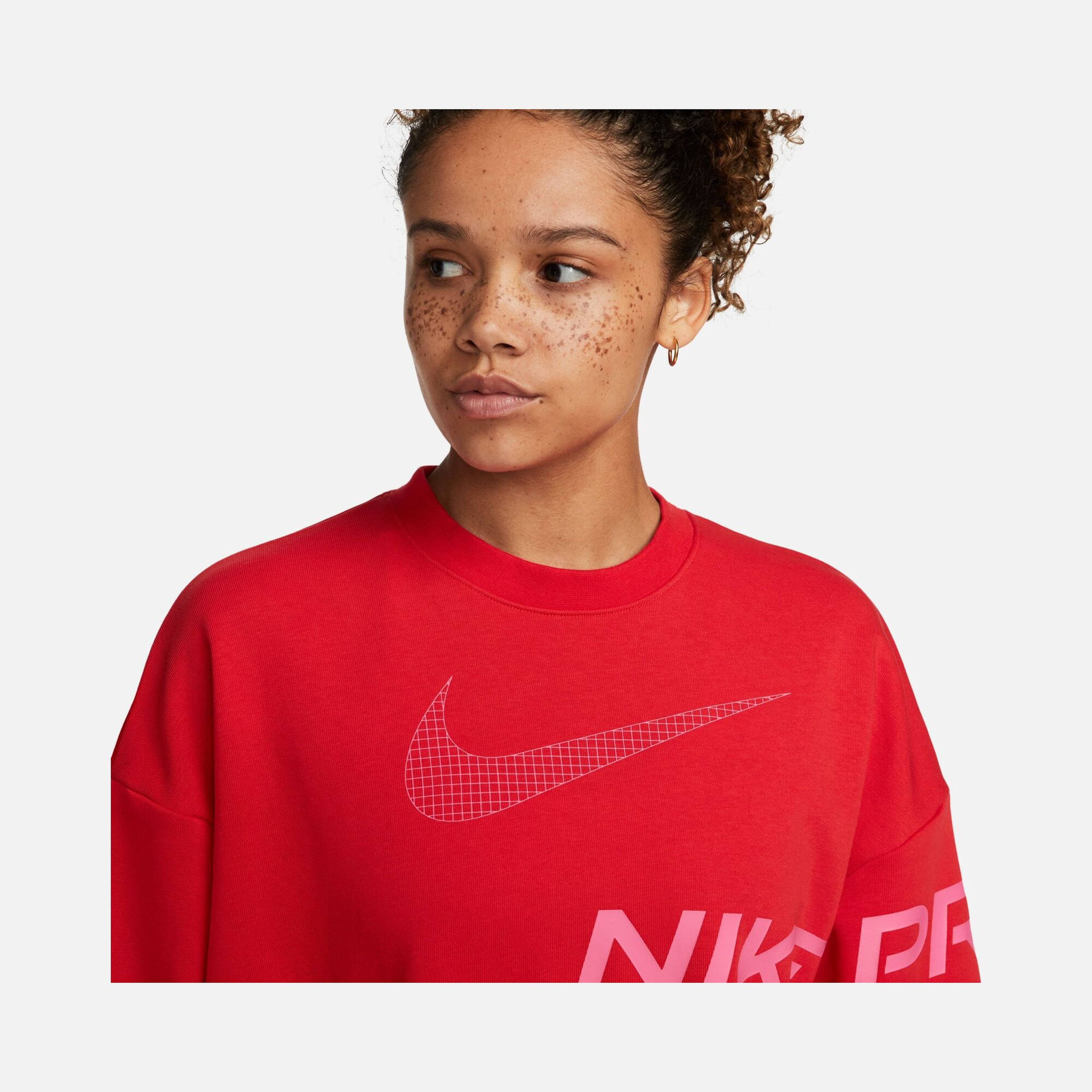 Nike Pro Dri-Fit Get Fit French Terry Graphic Crew-Neck Training Kadın Sweatshirt