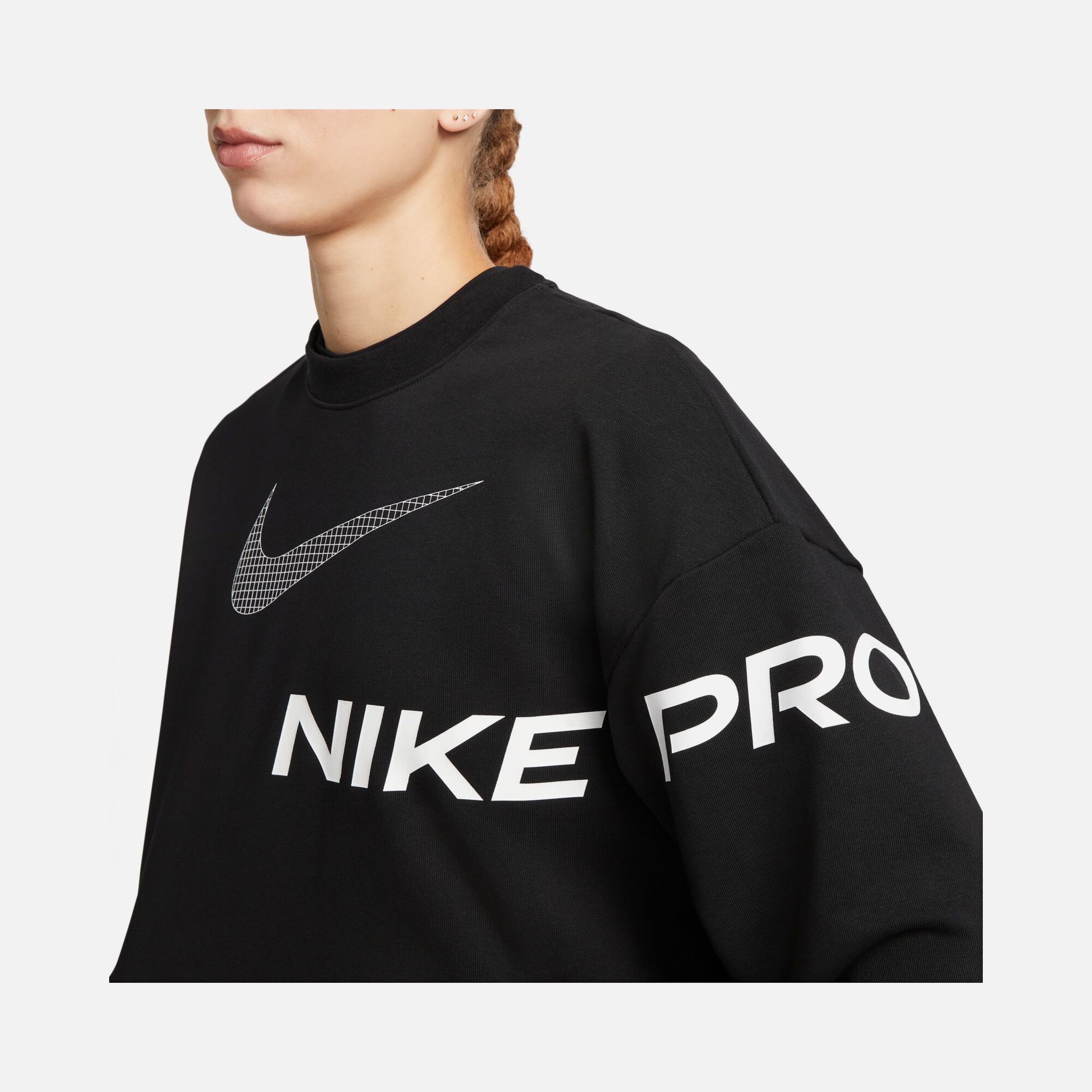 Nike Pro Dri-Fit Get Fit French Terry Graphic Crew-Neck Training Kadın Sweatshirt