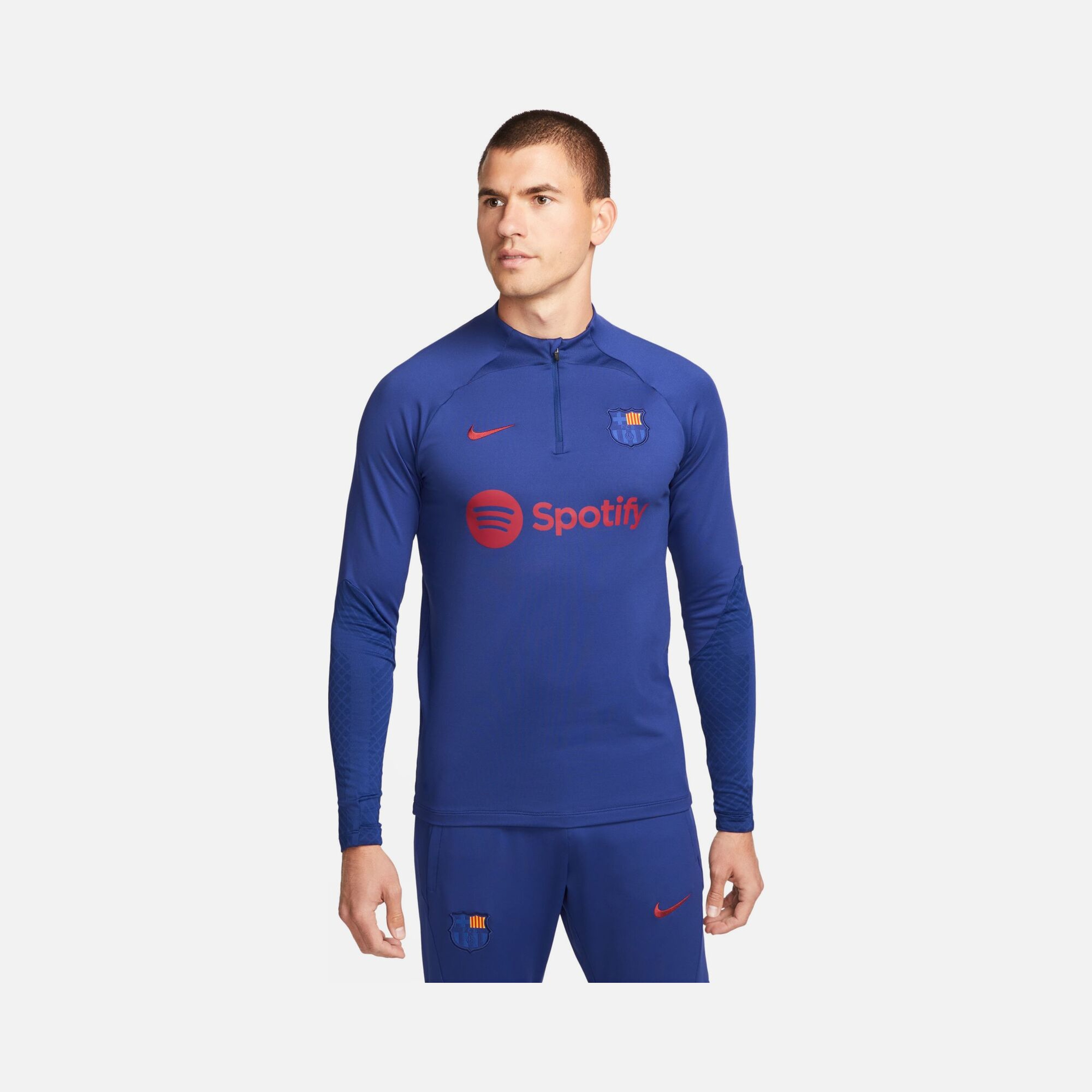 Nike FC Barcelona Dri-Fit Strike Football Drill 1/2-Zip Long-Sleeve Erkek Tişört