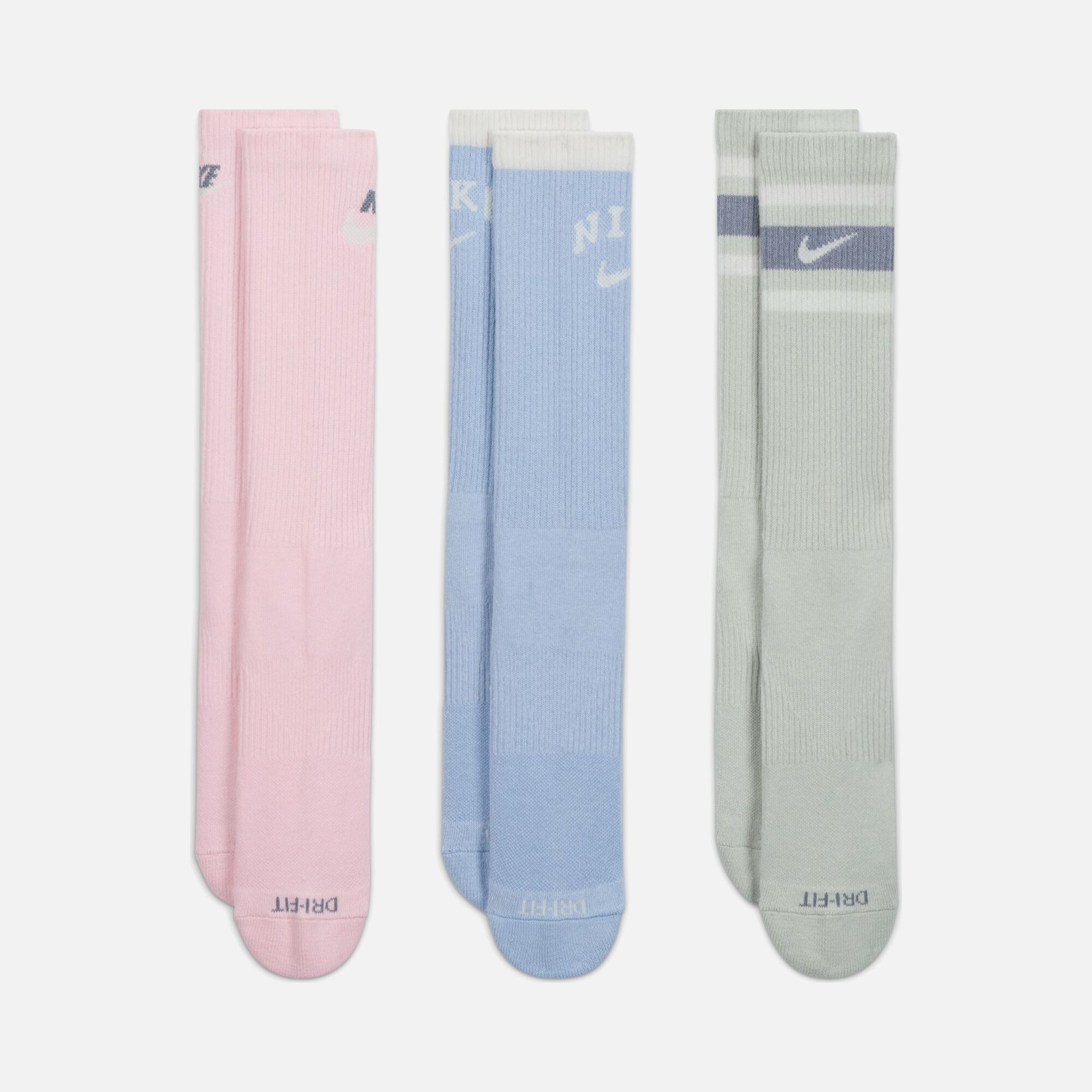 Nike Dri-Fit Everyday Plus Cushioned Crew Retro Style Atlethic Training (3 Pairs) Unisex Çorap