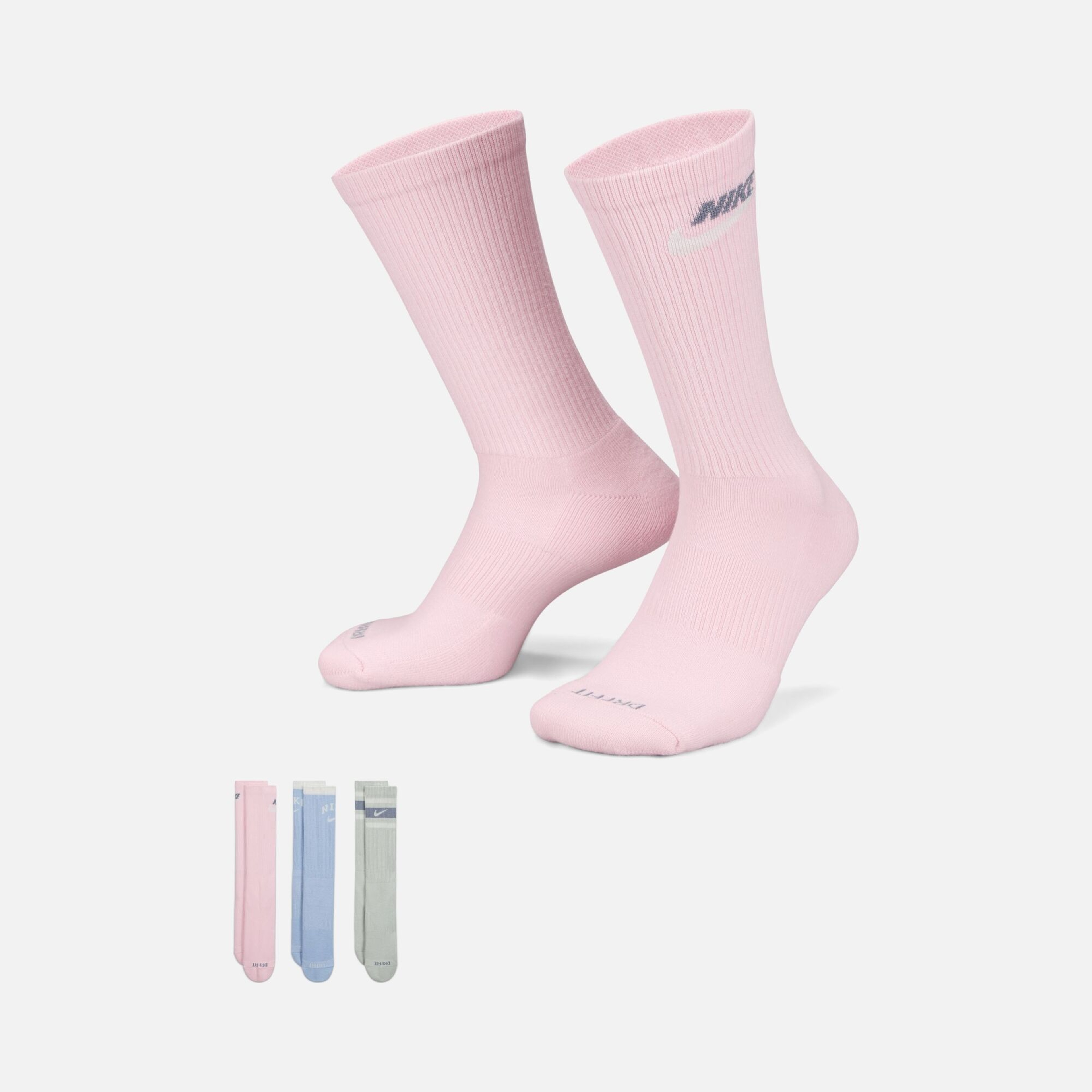 Nike Dri-Fit Everyday Plus Cushioned Crew Retro Style Atlethic Training (3 Pairs) Unisex Çorap