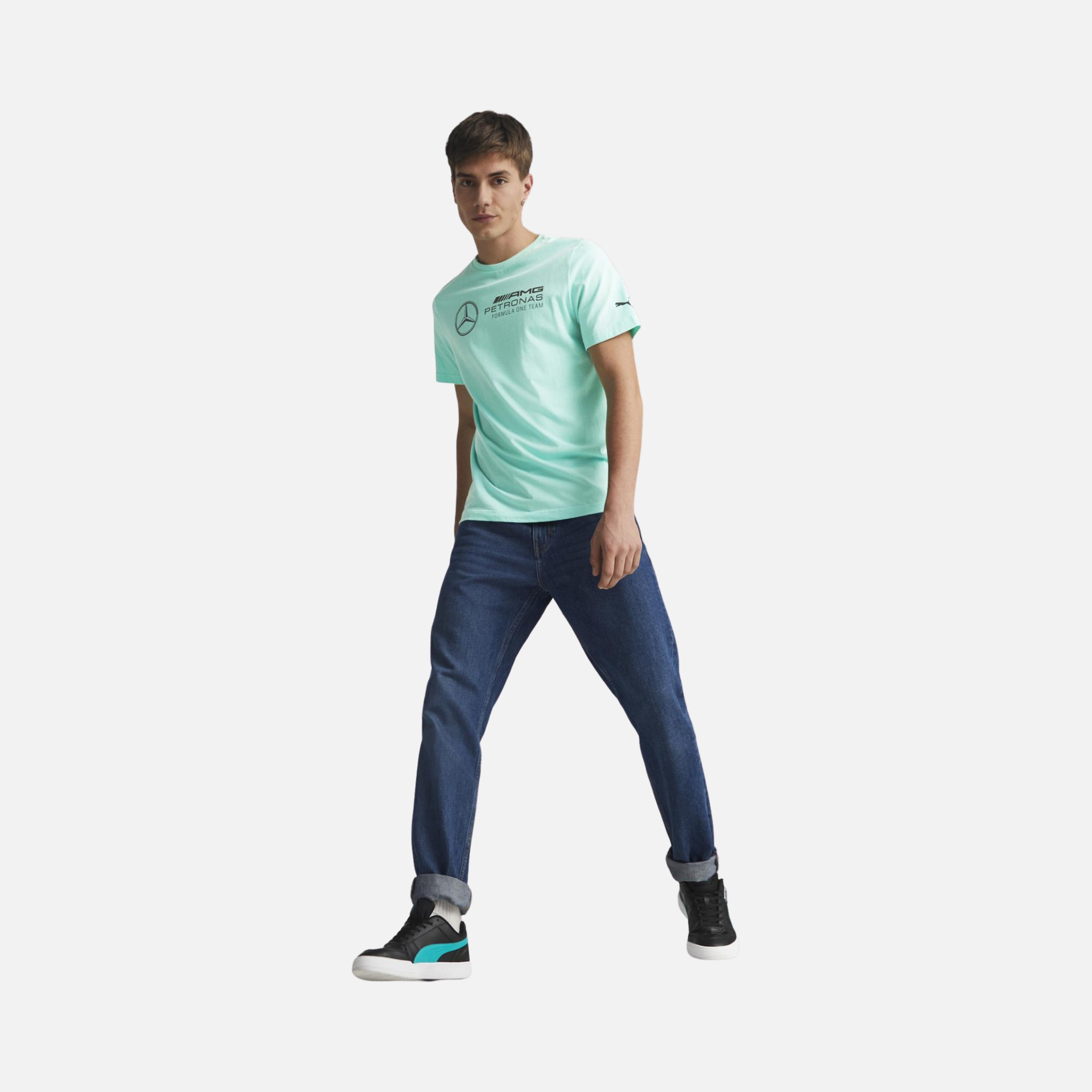 Puma Sportswear Mercedes-AMG Petronas Motorsport F1 Essentials Logo Short-Seeve Erkek Tişört