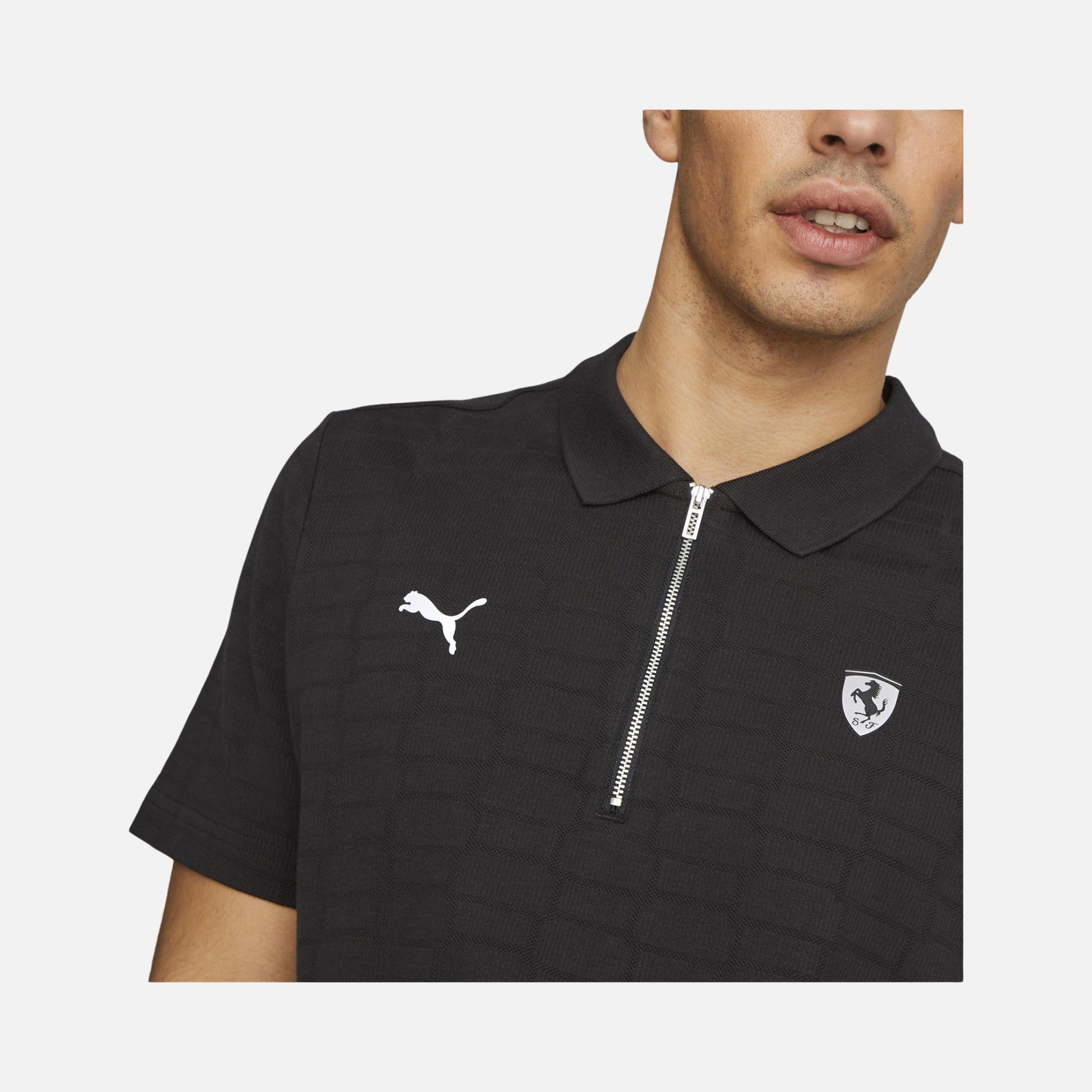 Puma Sportswear Ferrari Style Polo 1/2 Zip Short-Sleeve Erkek Tişört