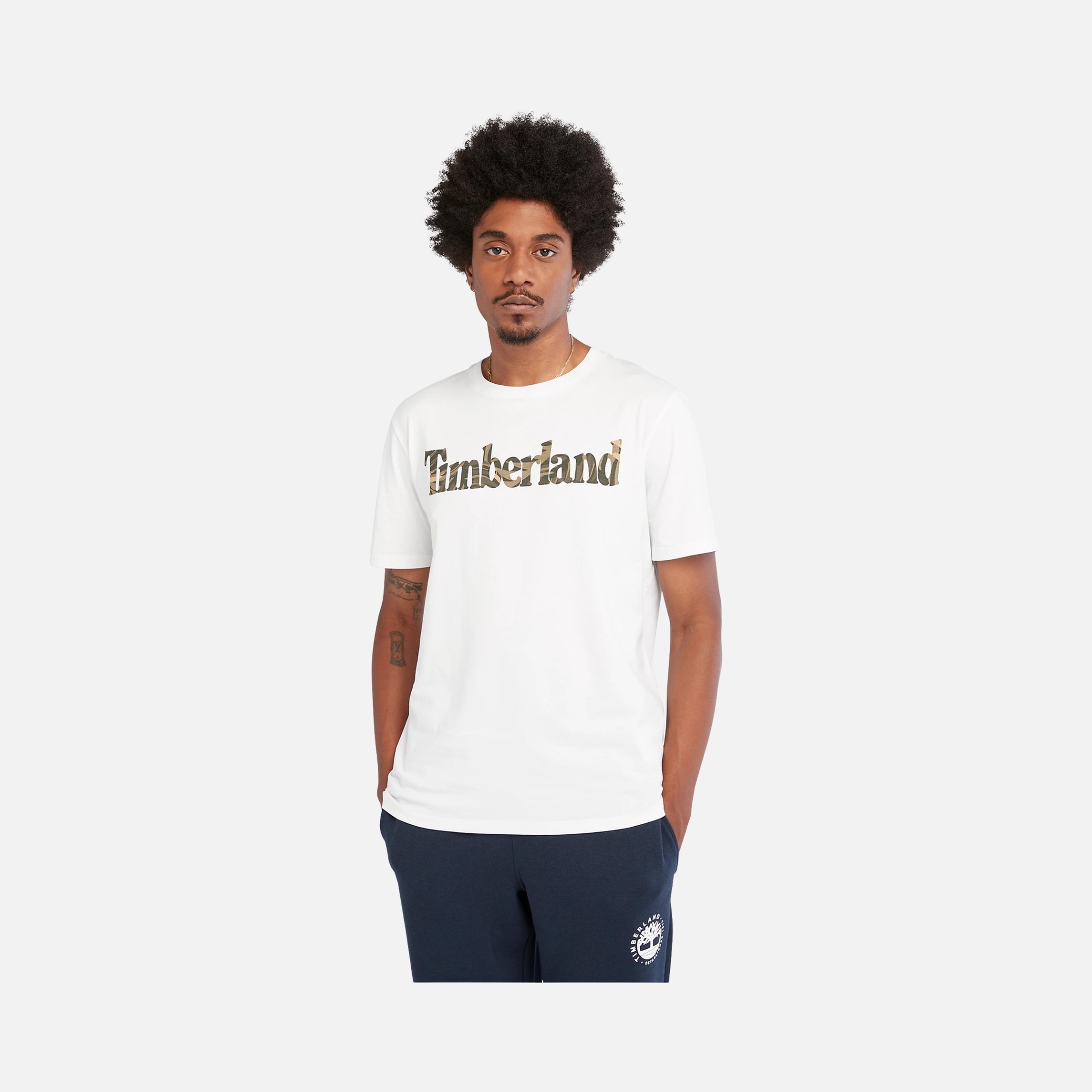 Timberland Sportswear Linear Camouflage Logo Graphic Short-Sleeve Erkek Tişört