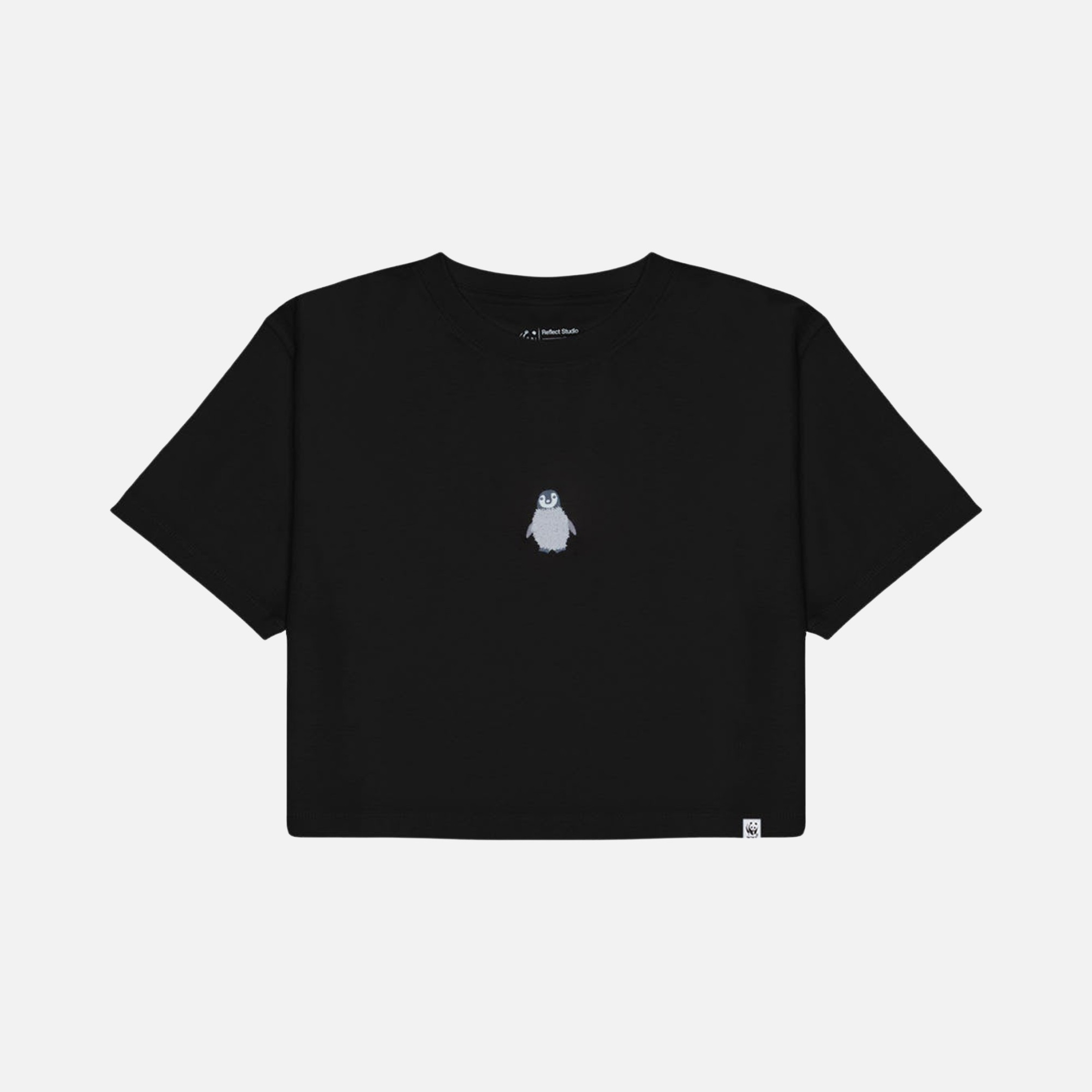 WWF Sportswear Yavru İmparator Penguen Embroidered Cropped Short-Sleeve Kadın Tişört