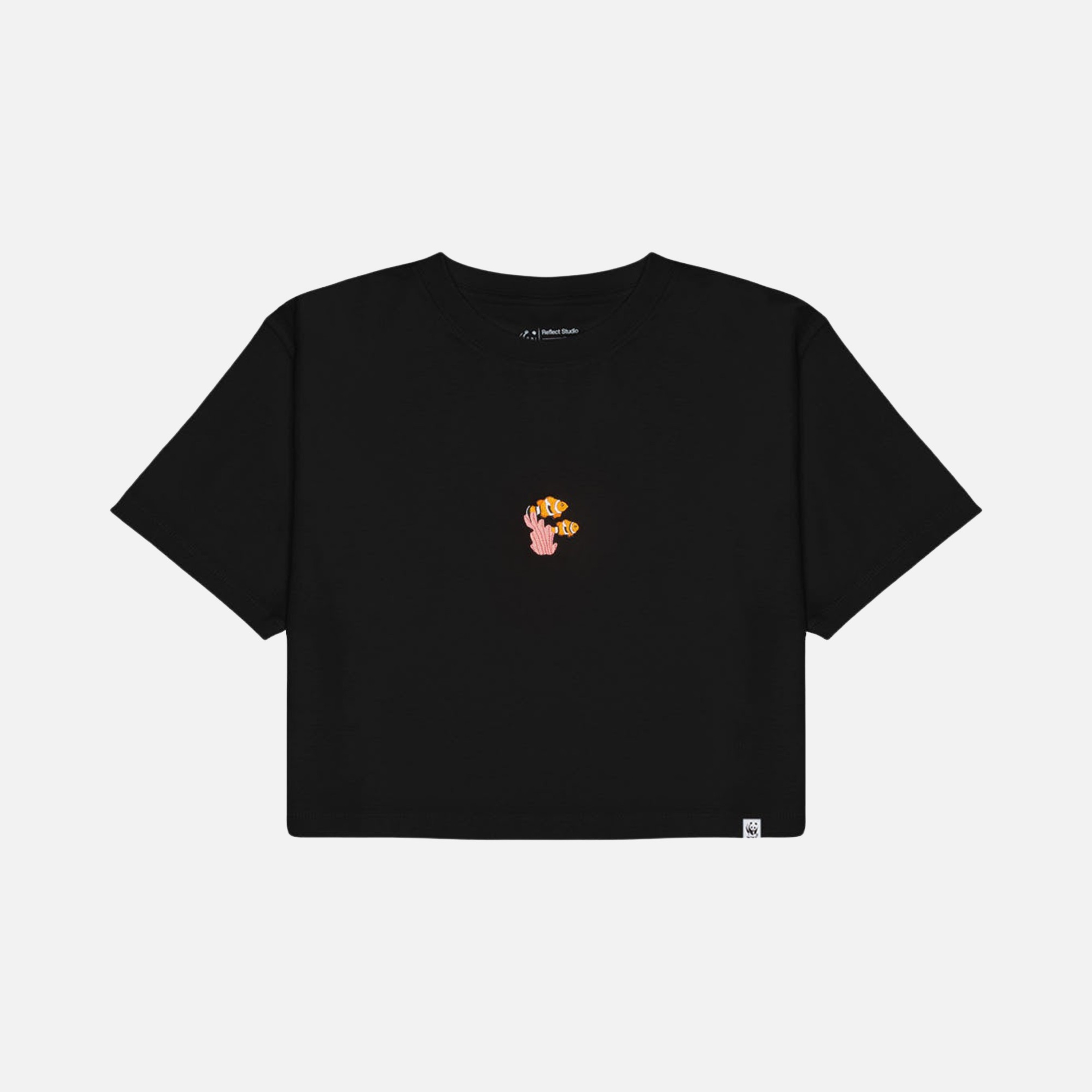 WWF Sportswear Palyaço Balığı Embroidered Cropped Short-Sleeve Kadın Tişört