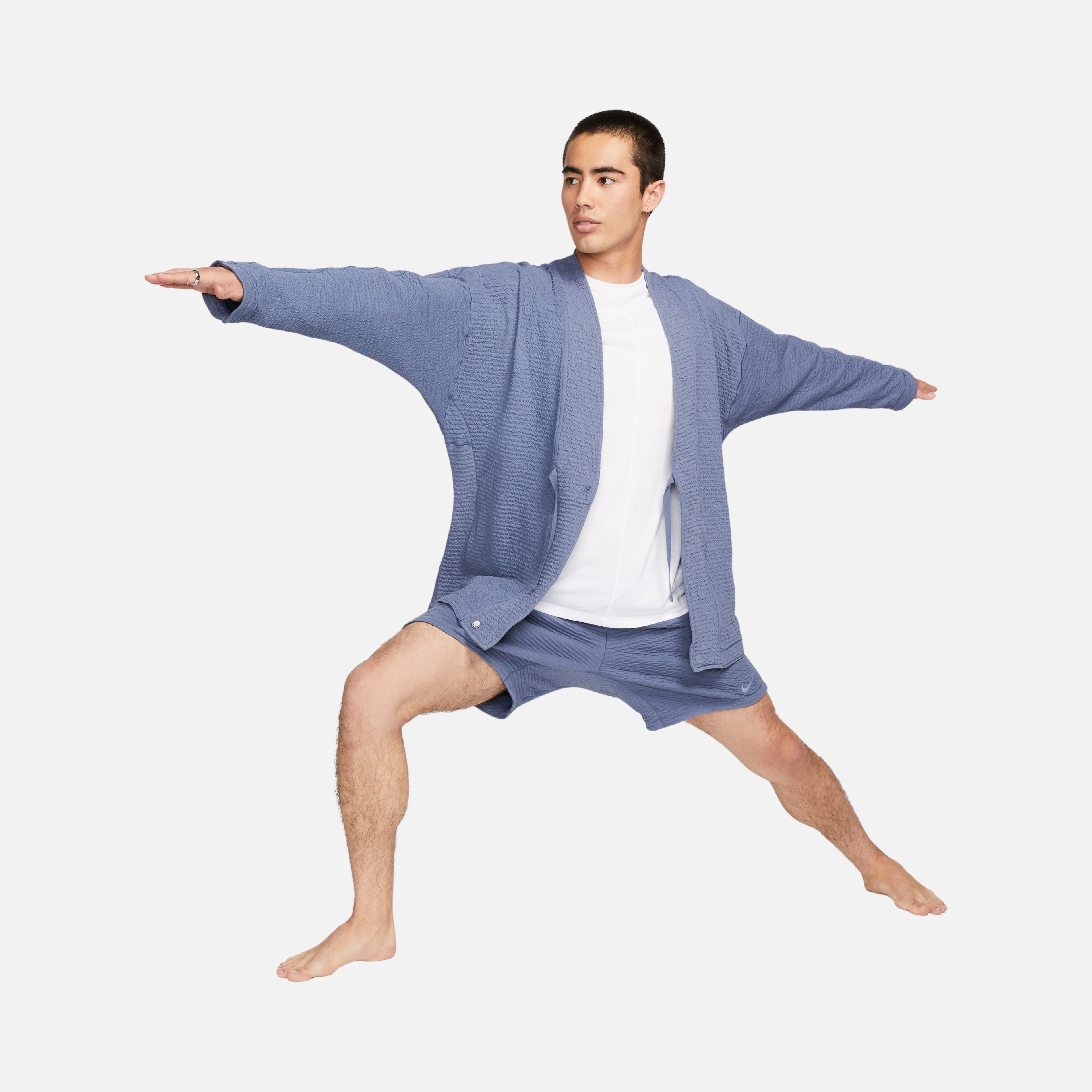 NIKE yoga セットアップ S Nike Yoga Dri-Fit Textured Full-Length Snap Buttons Erkek Ceket