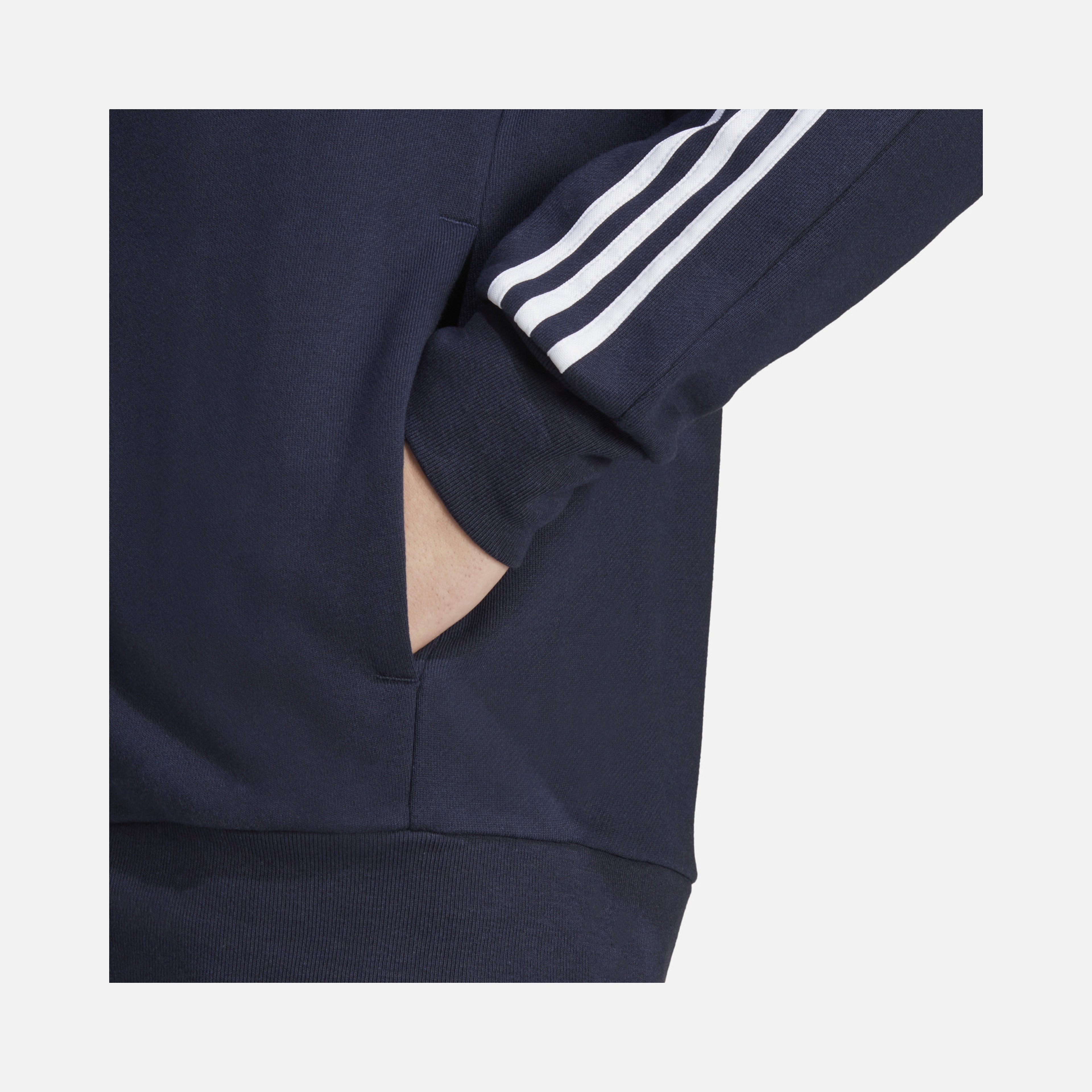 adidas Essentials French Terry 3-Stripes Full-Zip Hoodie Erkek Sweatshirt