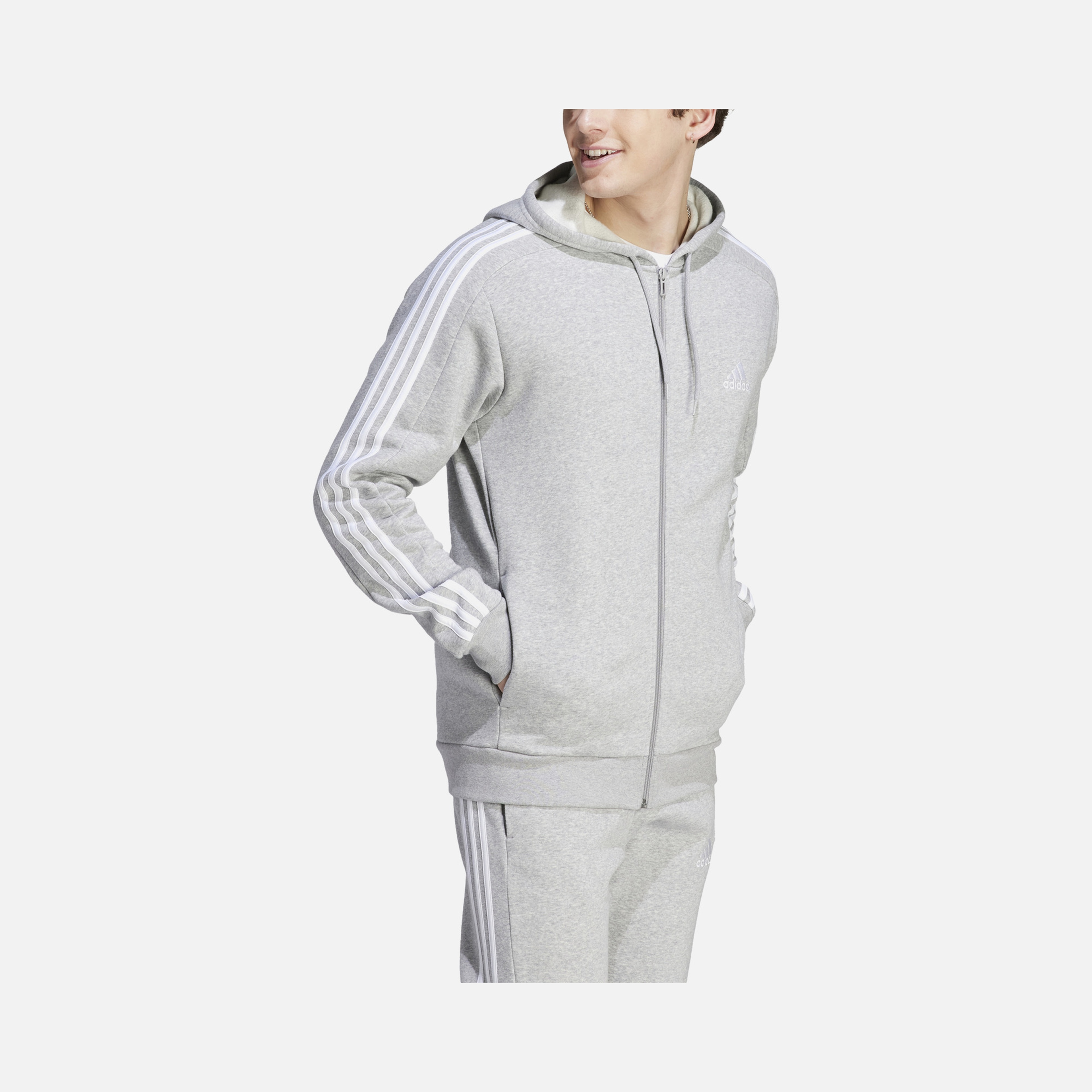 adidas Sportswaer Essentials Fleece 3-Stripes Full-Zip Hoodie Erkek Ceket