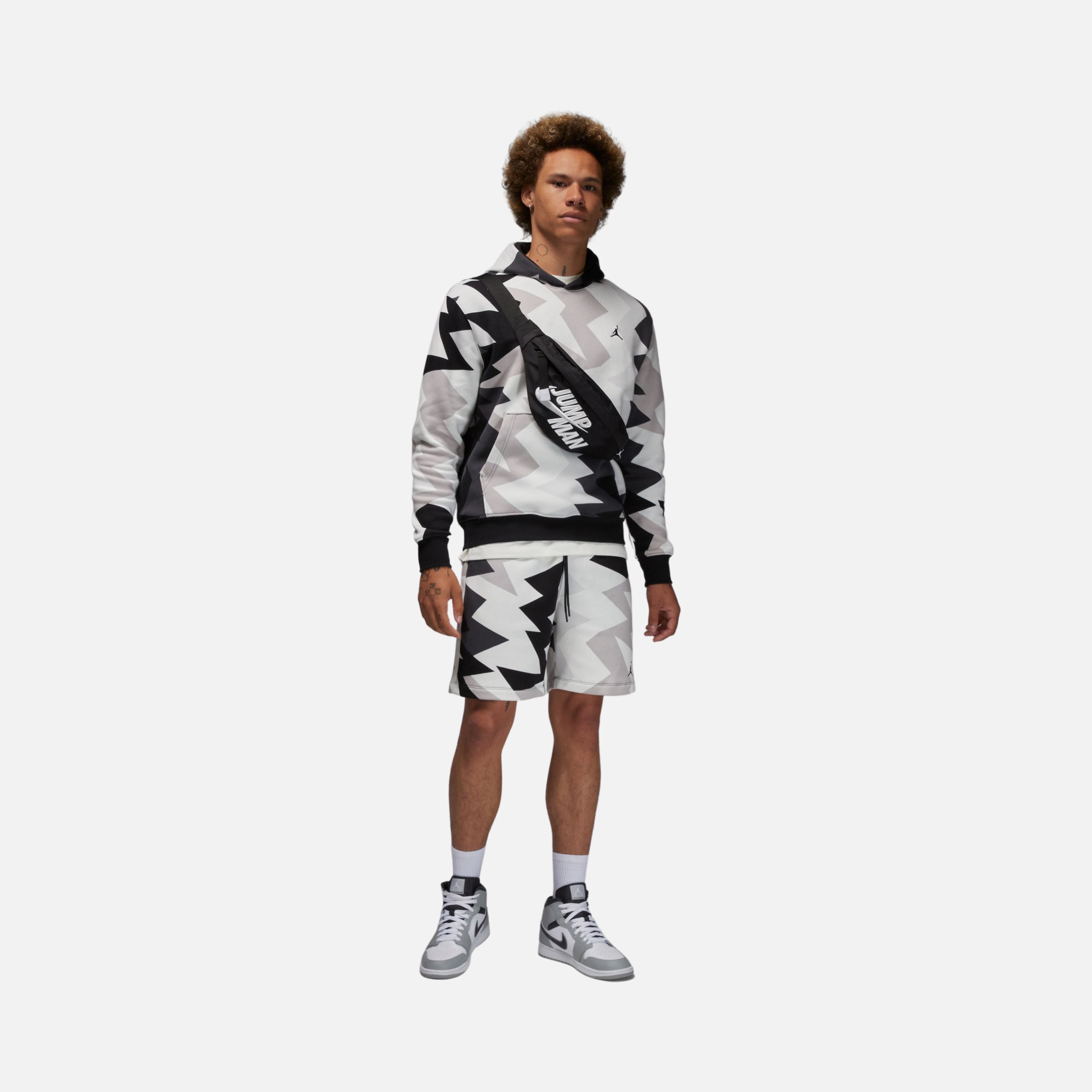 Nike Jordan Flight MVP  All-Over Printed Fleece Pullover Hoodie Erkek Sweatshirt