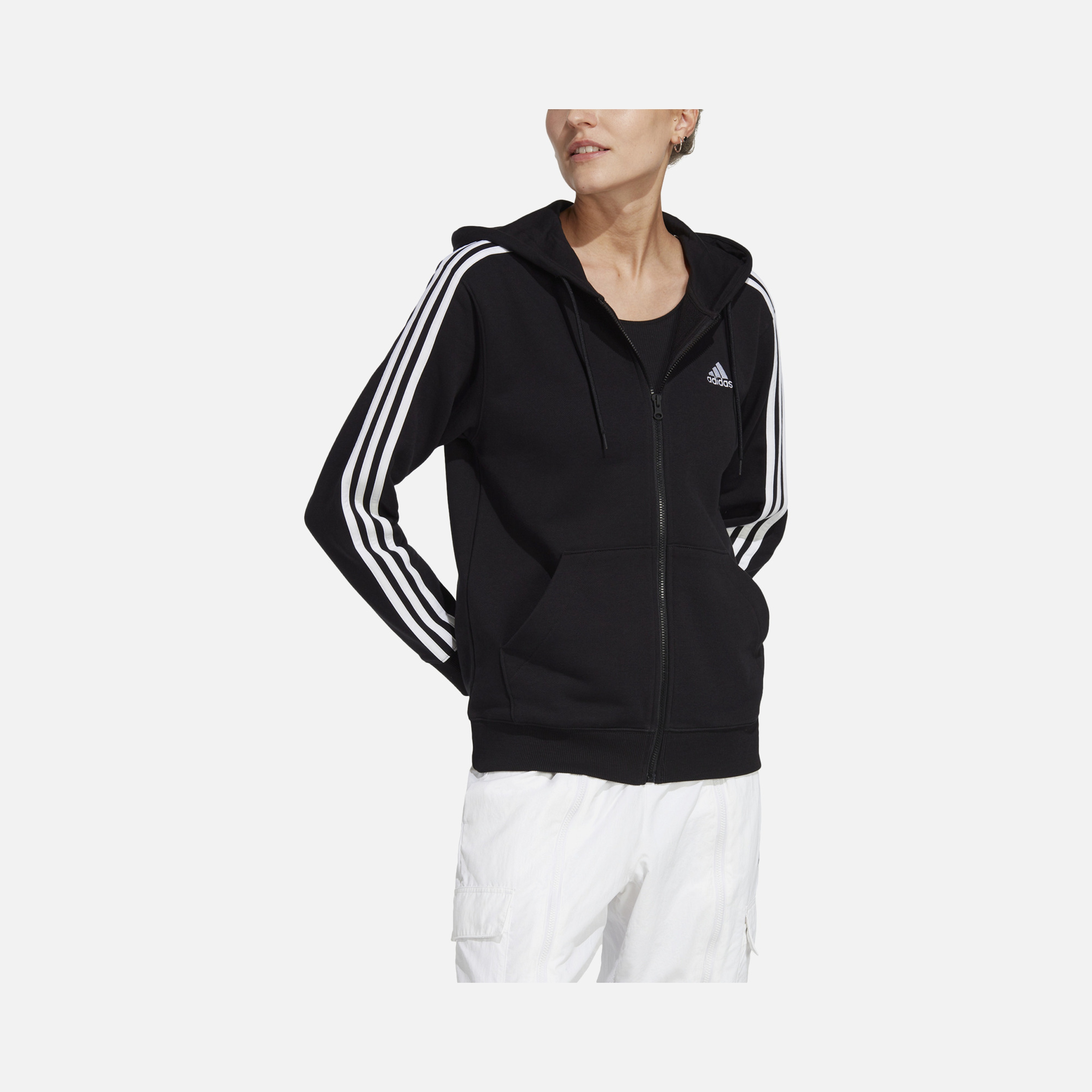 adidas Essentials 3-Stripes French Terry Full-Zip Hoodie Kadın Sweatshirt
