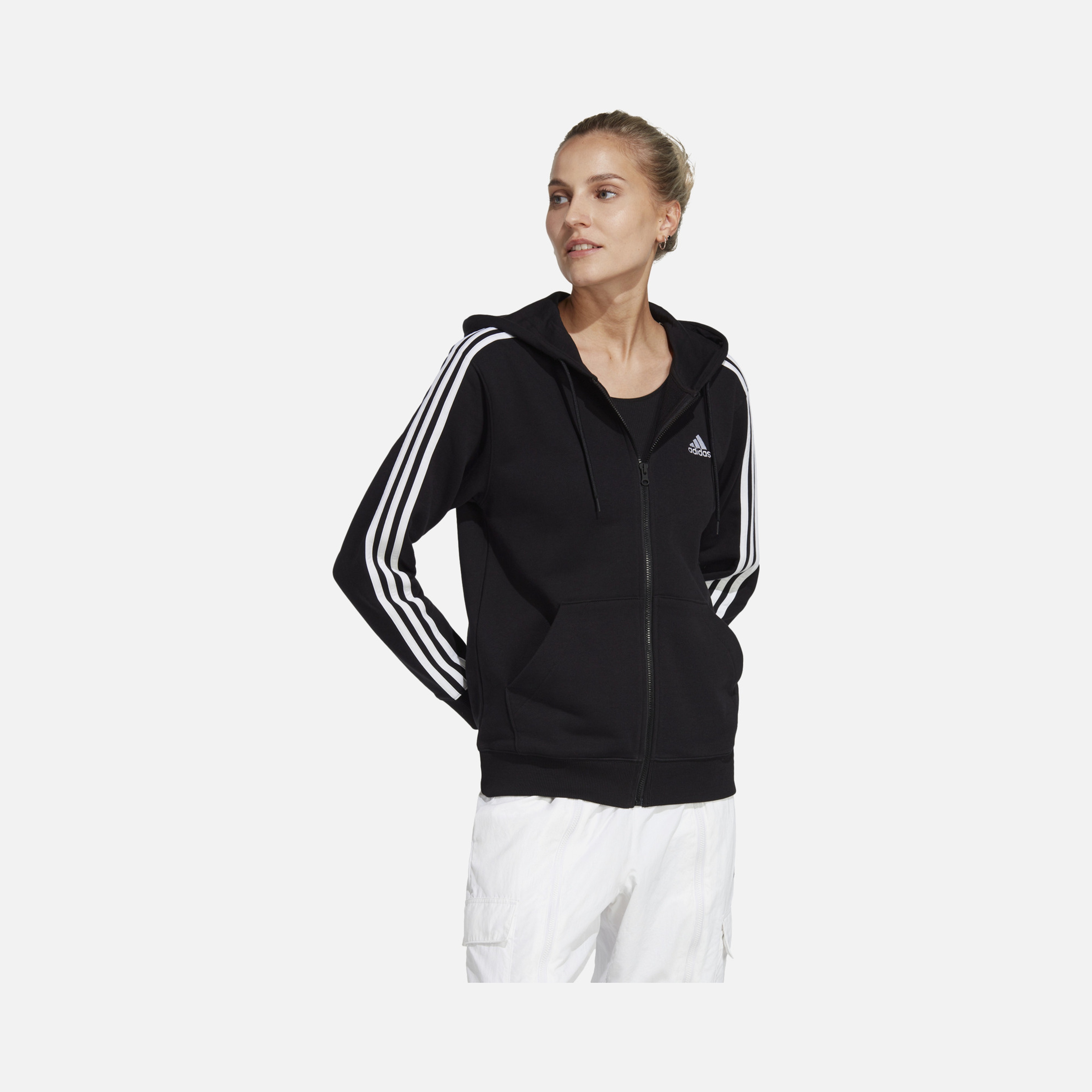 adidas Essentials 3-Stripes French Terry Full-Zip Hoodie Kadın Sweatshirt