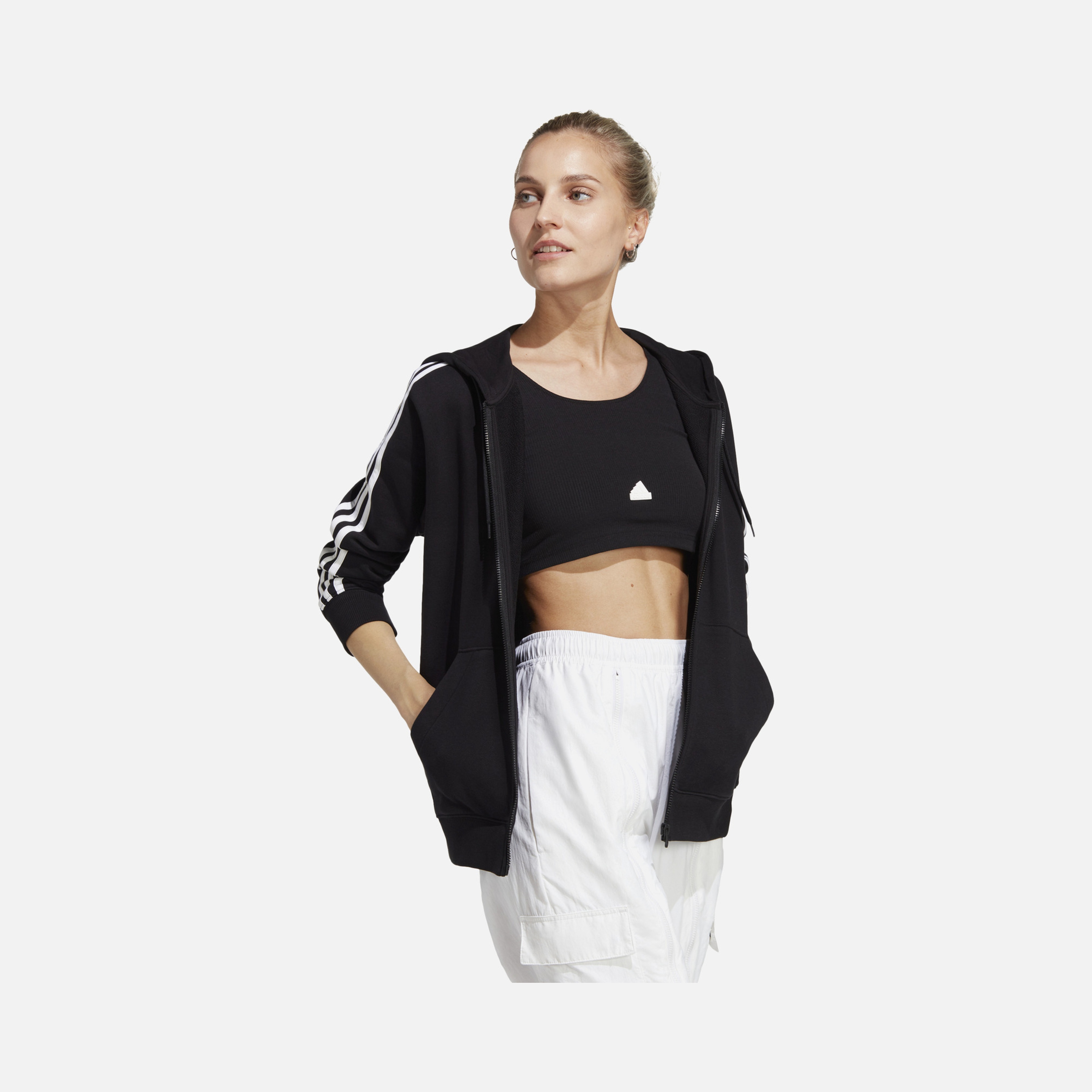 adidas Essentials 3-Stripes French Terry Full-Zip Hoodie Kadın Sweatshirt