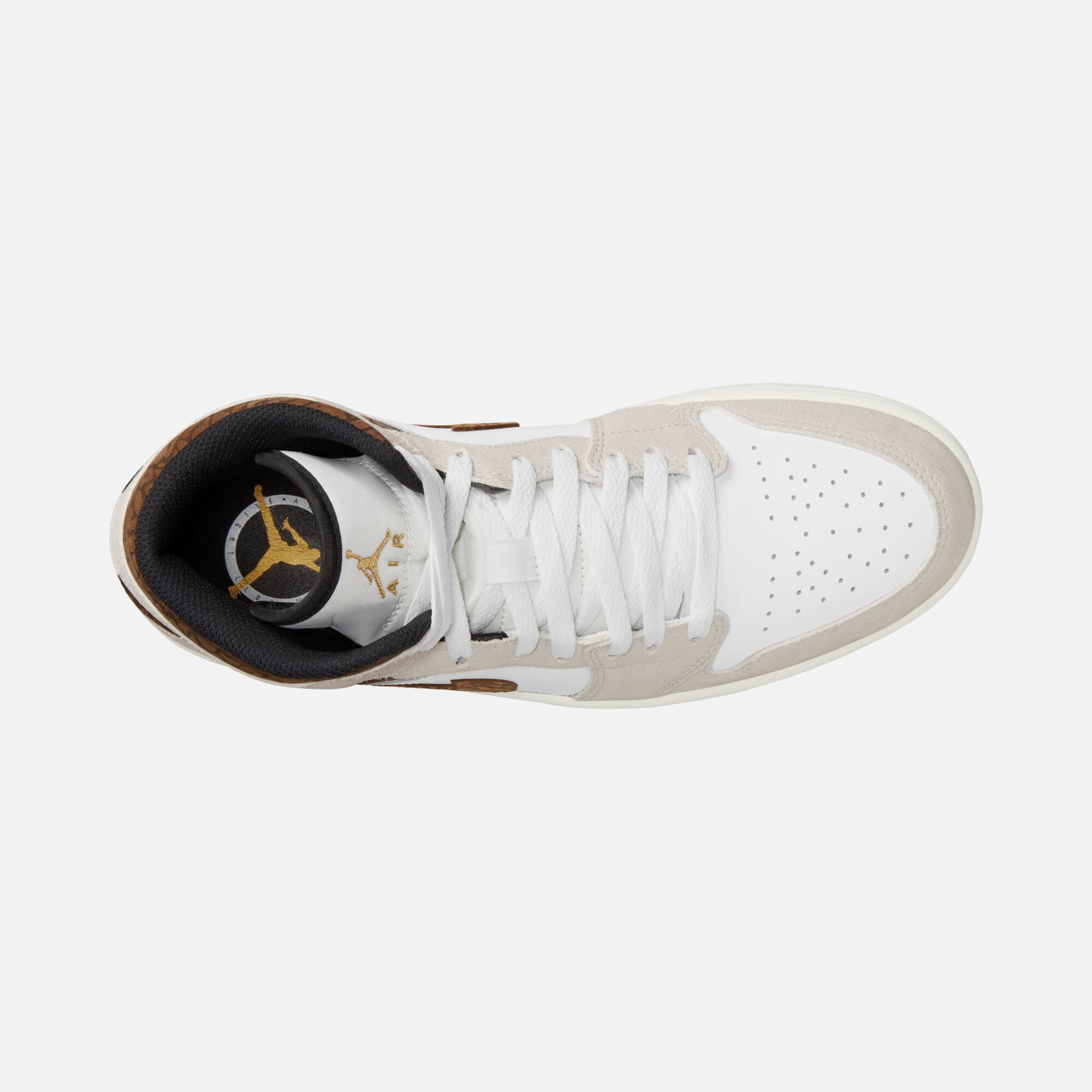 Nike Air Jordan 1 Mid SE ''Elephant Printed Swoosh and Gold