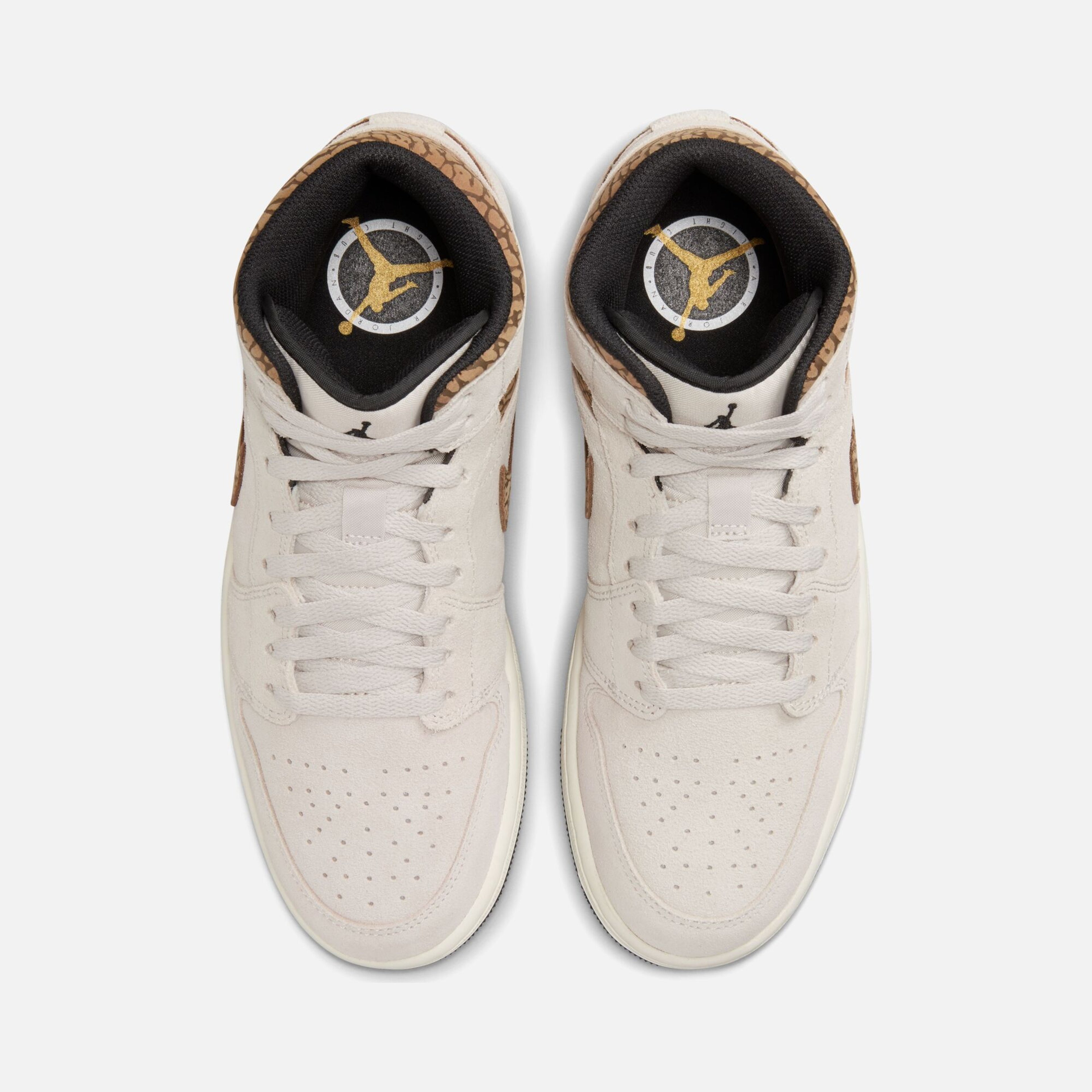 Nike Air Jordan 1 Mid SE ''Elephant Printed Swoosh and Gold