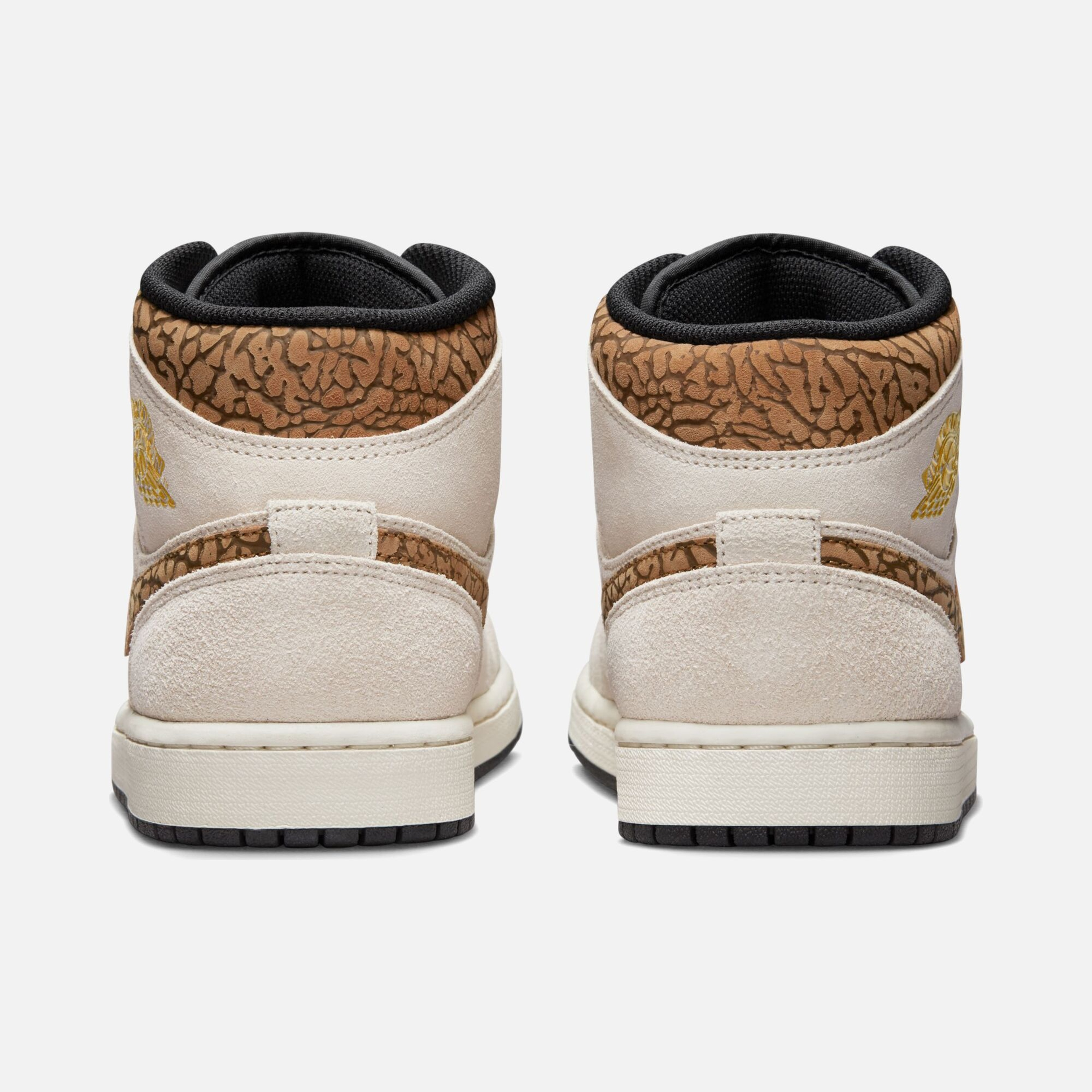 Nike Air Jordan 1 Mid SE ''Elephant Printed Swoosh and Gold