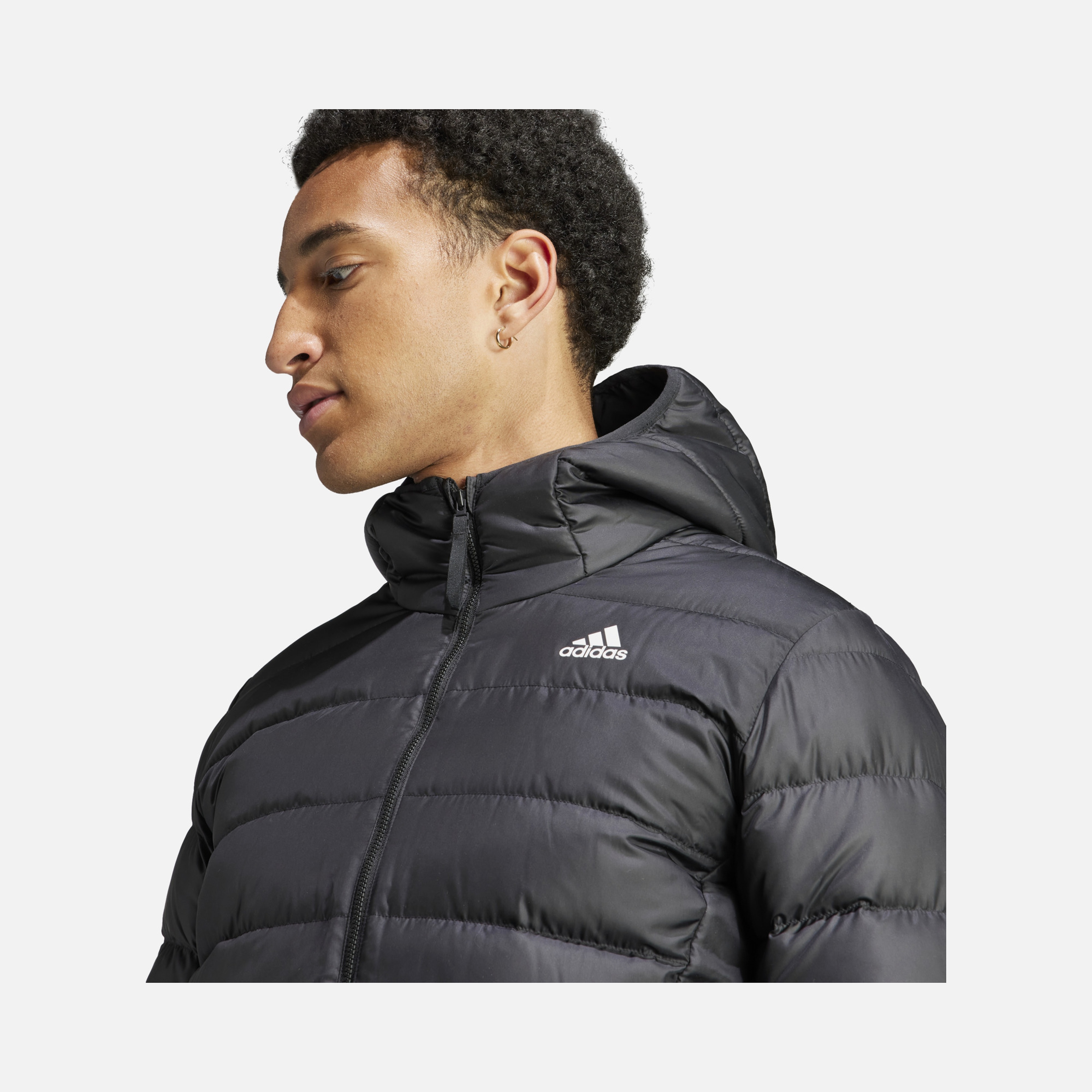 adidas Essentials Light Down Full-Zip Hoodie Erkek Ceket