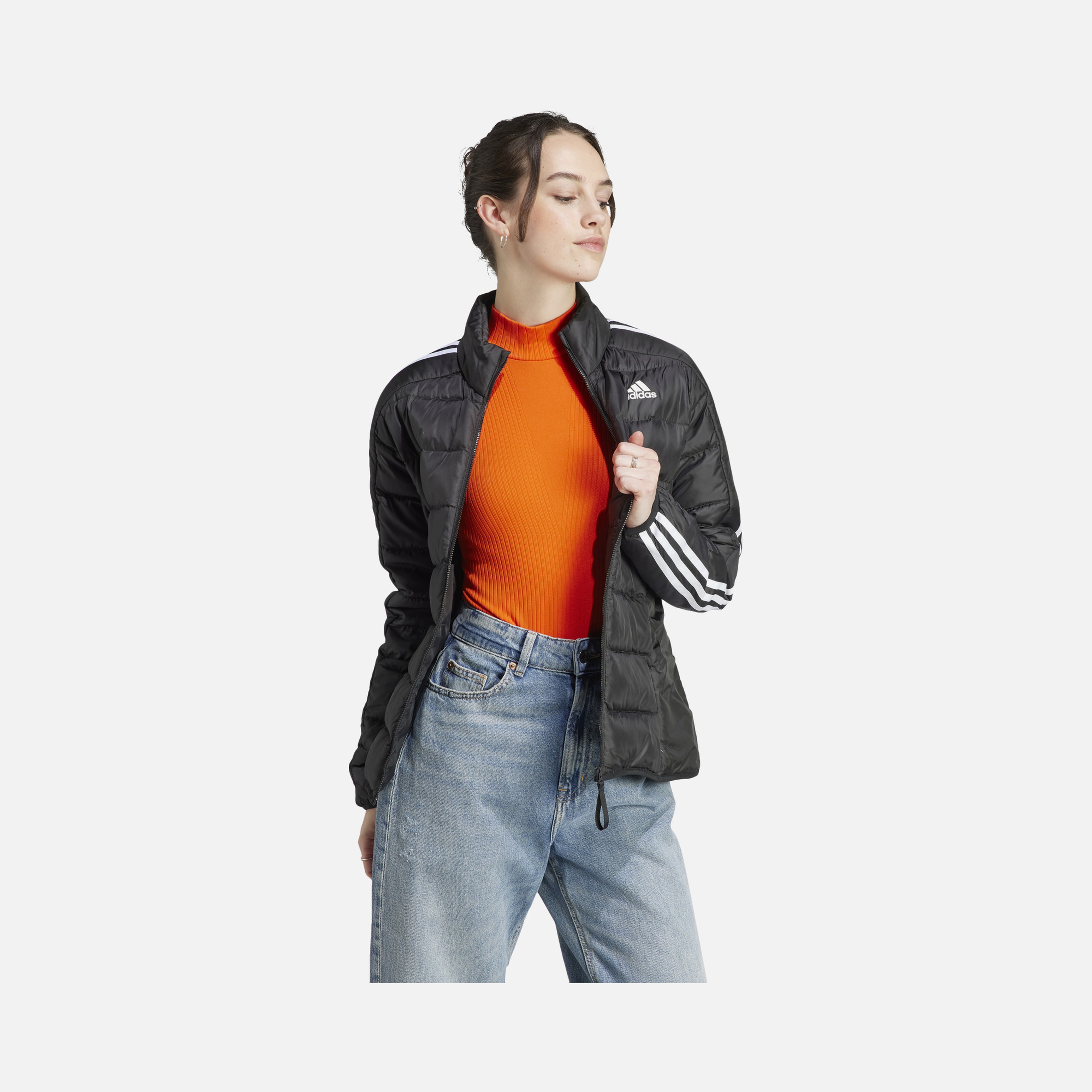 adidas Essentials 3-Stripes Light Down Full-Zip Hoodie Kadın Ceket