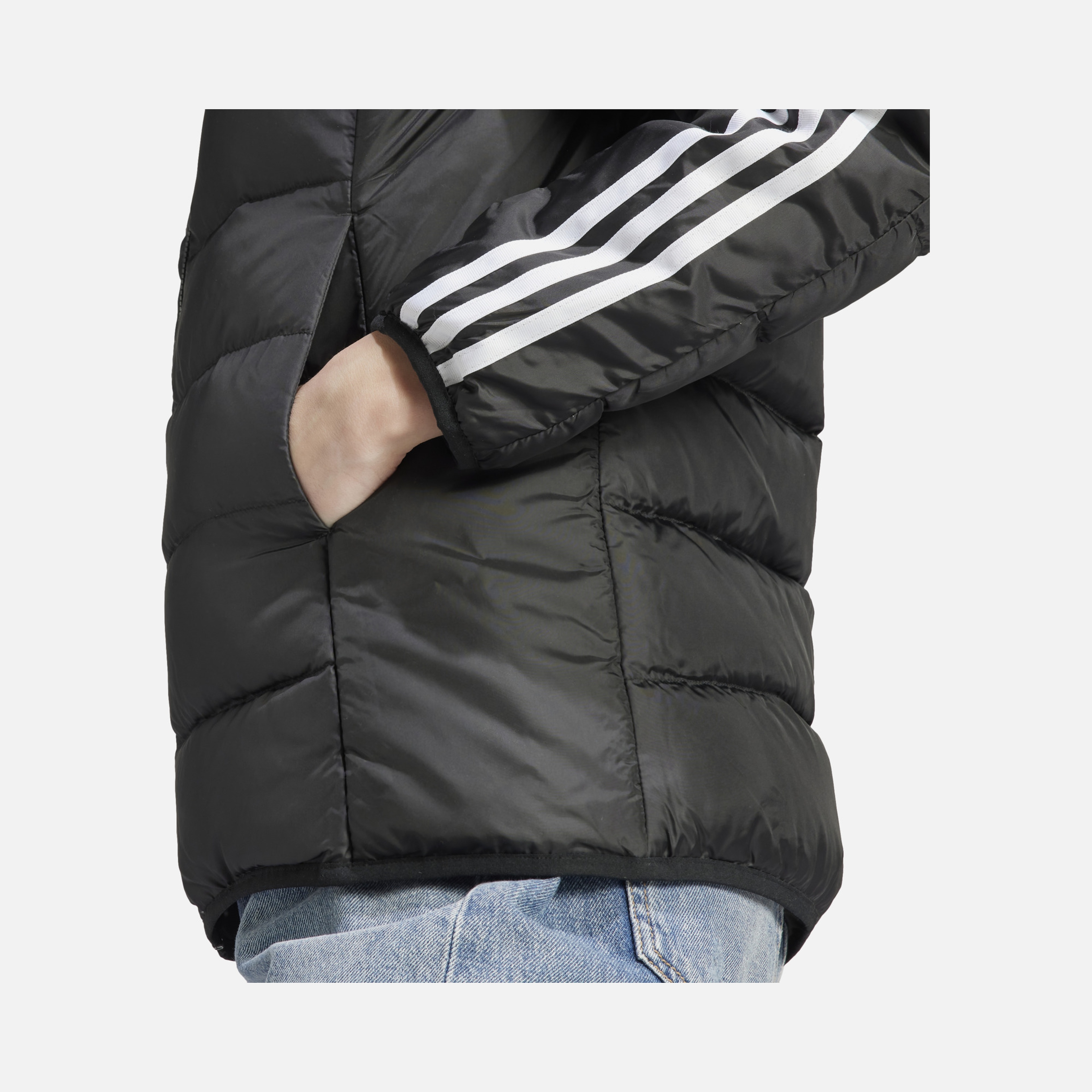 adidas Essentials 3-Stripes Light Down Full-Zip Hoodie Kadın Ceket